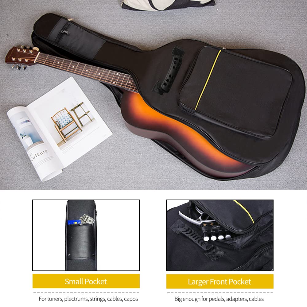 1/2/3 Pack Guitar Bags, 38 40 41 inch Electric Guitar Case, Waterproof Oxford Electric Guitar Gig Bag, Two Pockets, for Acoustic Classical Guitar, Ukulele, Bass Guitar(1 Pack) 1 Pack - Image 3