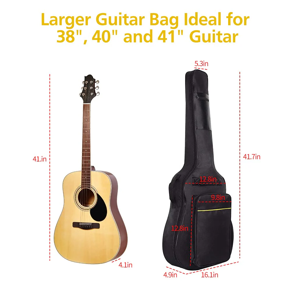 1/2/3 Pack Guitar Bags, 38 40 41 inch Electric Guitar Case, Waterproof Oxford Electric Guitar Gig Bag, Two Pockets, for Acoustic Classical Guitar, Ukulele, Bass Guitar(1 Pack) 1 Pack - Image 6