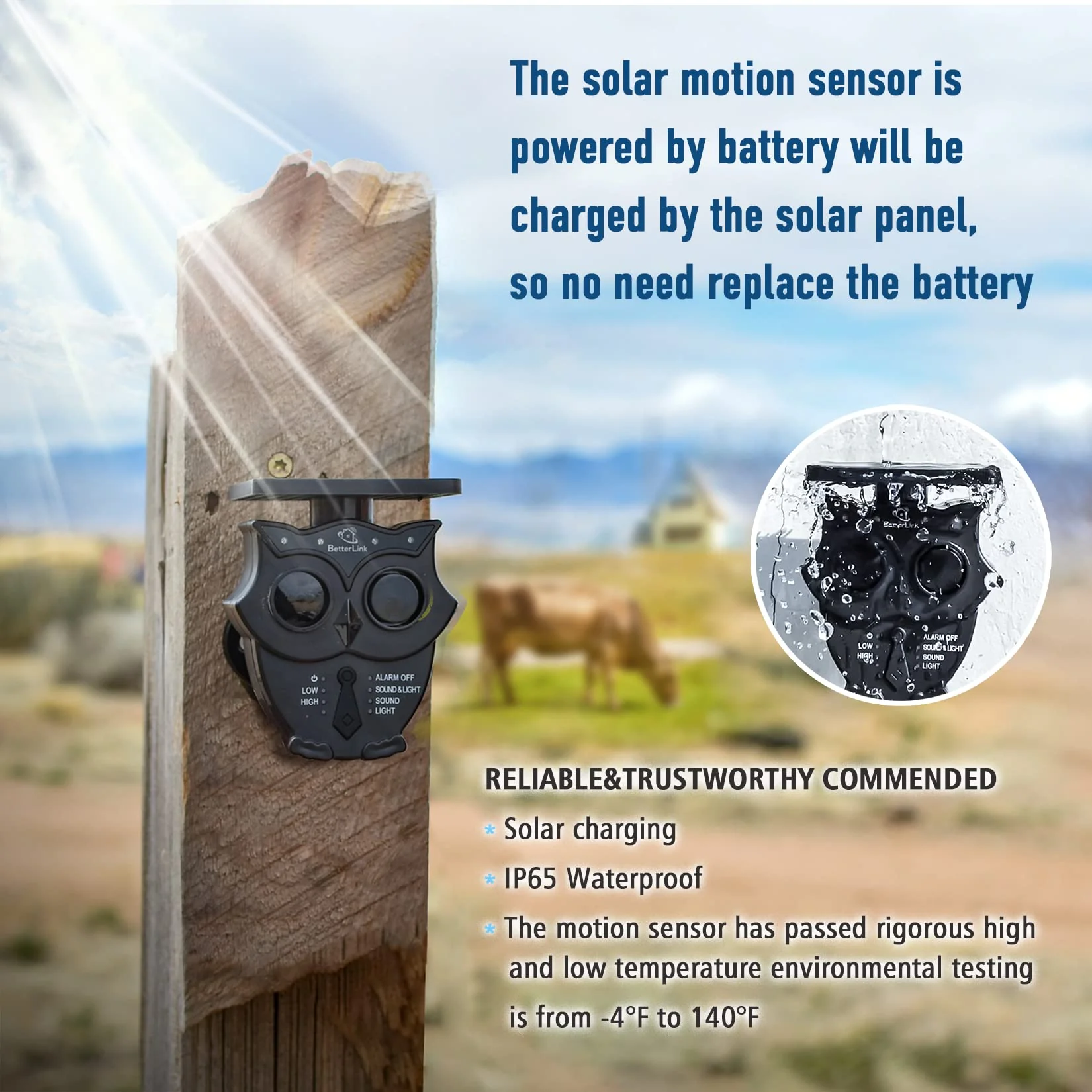 1/2 Mile Long Range Solar Wireless Driveway Alarm System IP65 Weatherproof Outdoor Motion Detectors&Sensor 120dB Siren Sound Light Security Alert System Monitor&Protect Outdoor/Indoor Property(1R2S) 1Receiver and 2Sensors - Image 3