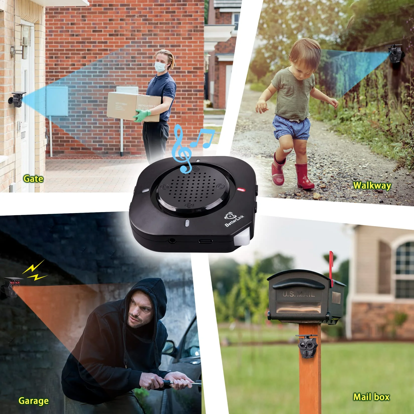 1/2 Mile Long Range Solar Wireless Driveway Alarm System IP65 Weatherproof Outdoor Motion Detectors&Sensor 120dB Siren Sound Light Security Alert System Monitor&Protect Outdoor/Indoor Property(1R2S) 1Receiver and 2Sensors - Image 5