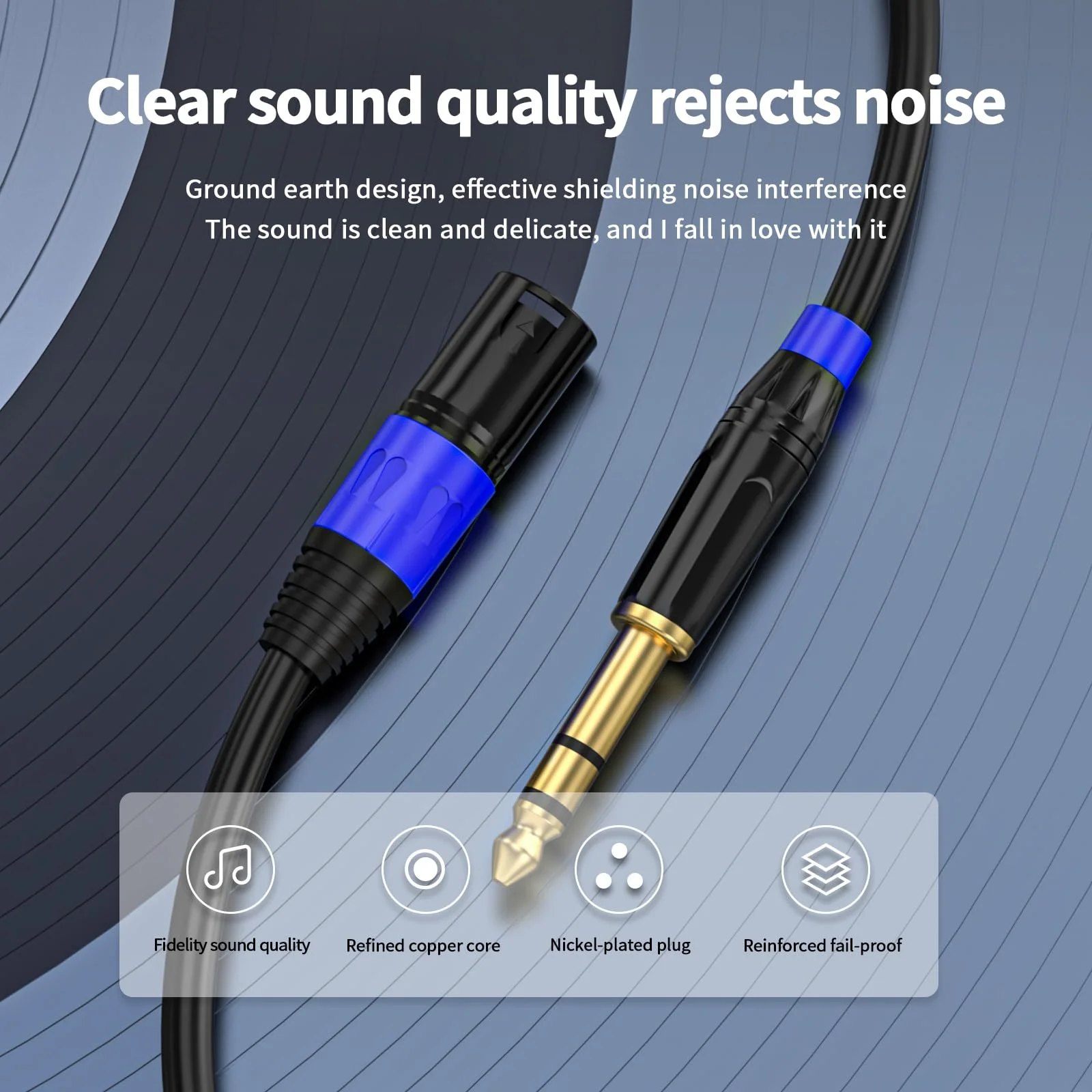 1/4" TRS to XLR 3M Pro Balanced Interconnect Cable,XLR Male to 1/4 Inch (6.35mm) Stereo Balanced Microphone Stereo Audio Converter AdapterCable 2Pack- 10FT XLR Male to 6.35mm-2Pack - Image 3