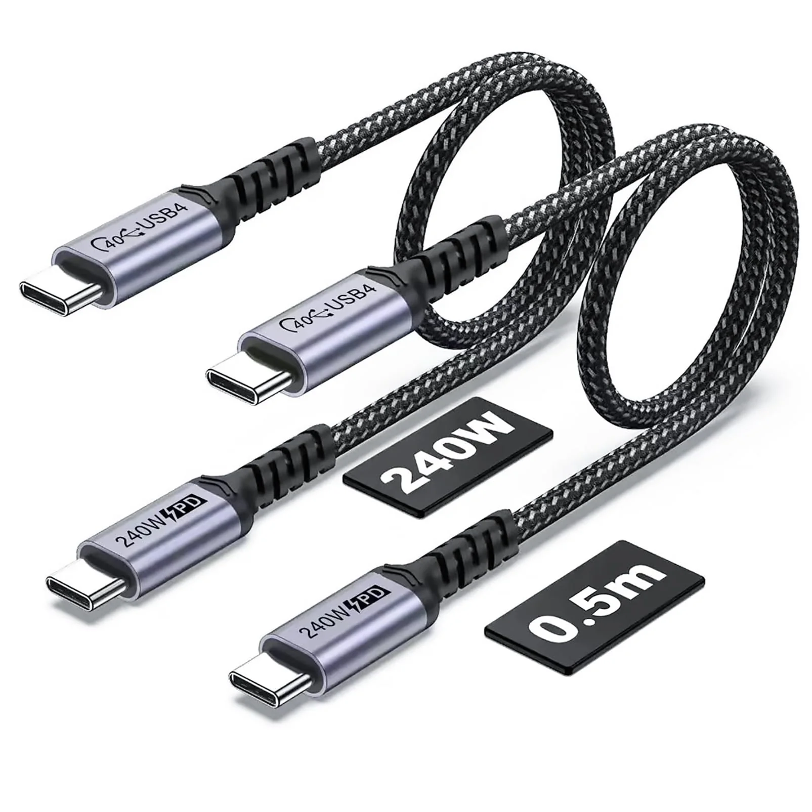 1.5FT USB 4 Cable 2 Packs 40Gbps USB 4 Cable with 240W Fast Charging and 8K Video Display Compatible with Thunderbolt 4, Thunderbolt 3, MacBook, iPhone 16/16 Plus/16 Pro Max 1.5ft, 1.5ft 240W / 40Gbps / 8k - Image 4