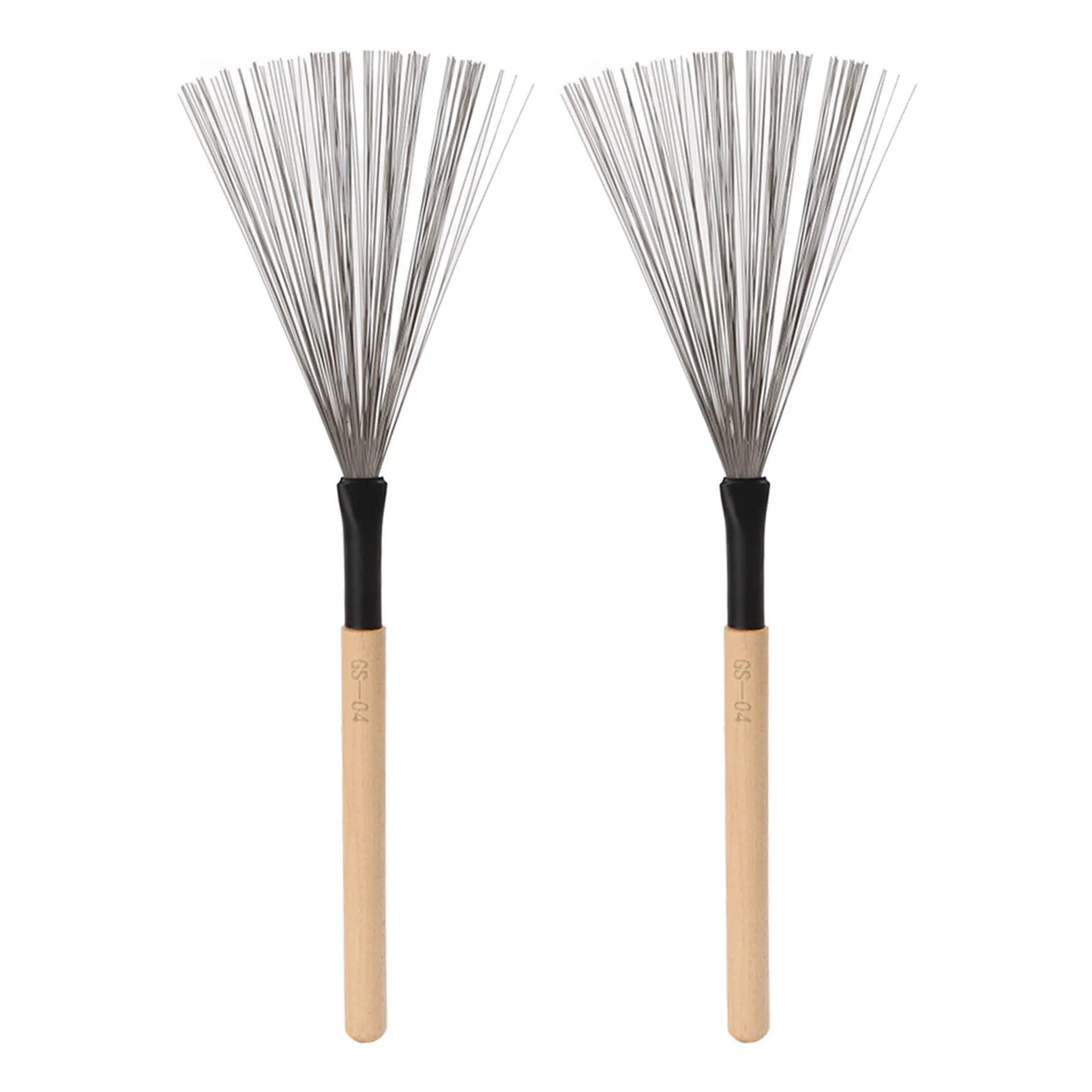 1 Pair Drum Stick Brushes,Maple Wooden Handle Drum Wire Brushes For Rock Band, Jazz Folk, Drummers,Beginners, Students(Wood) Performance Accessory