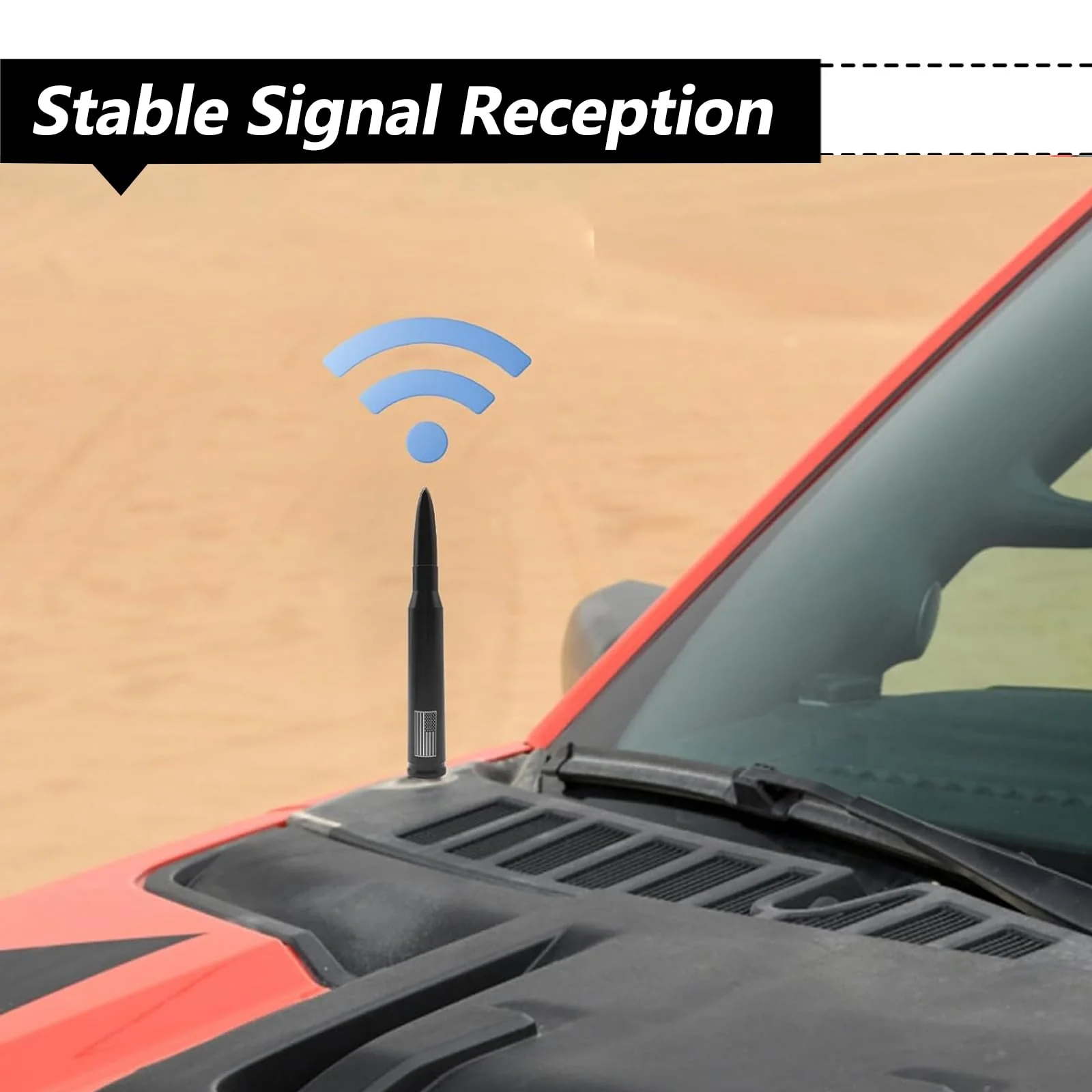 1 PC Car Bullet Antenna, Retractable Antenna Replacement, Enhanced Signal Receiver, Antenna with Screw Spacer, Compatible with Ford F150 Wrangler Jeep Chevrolet (Black) Medium Black - Image 4