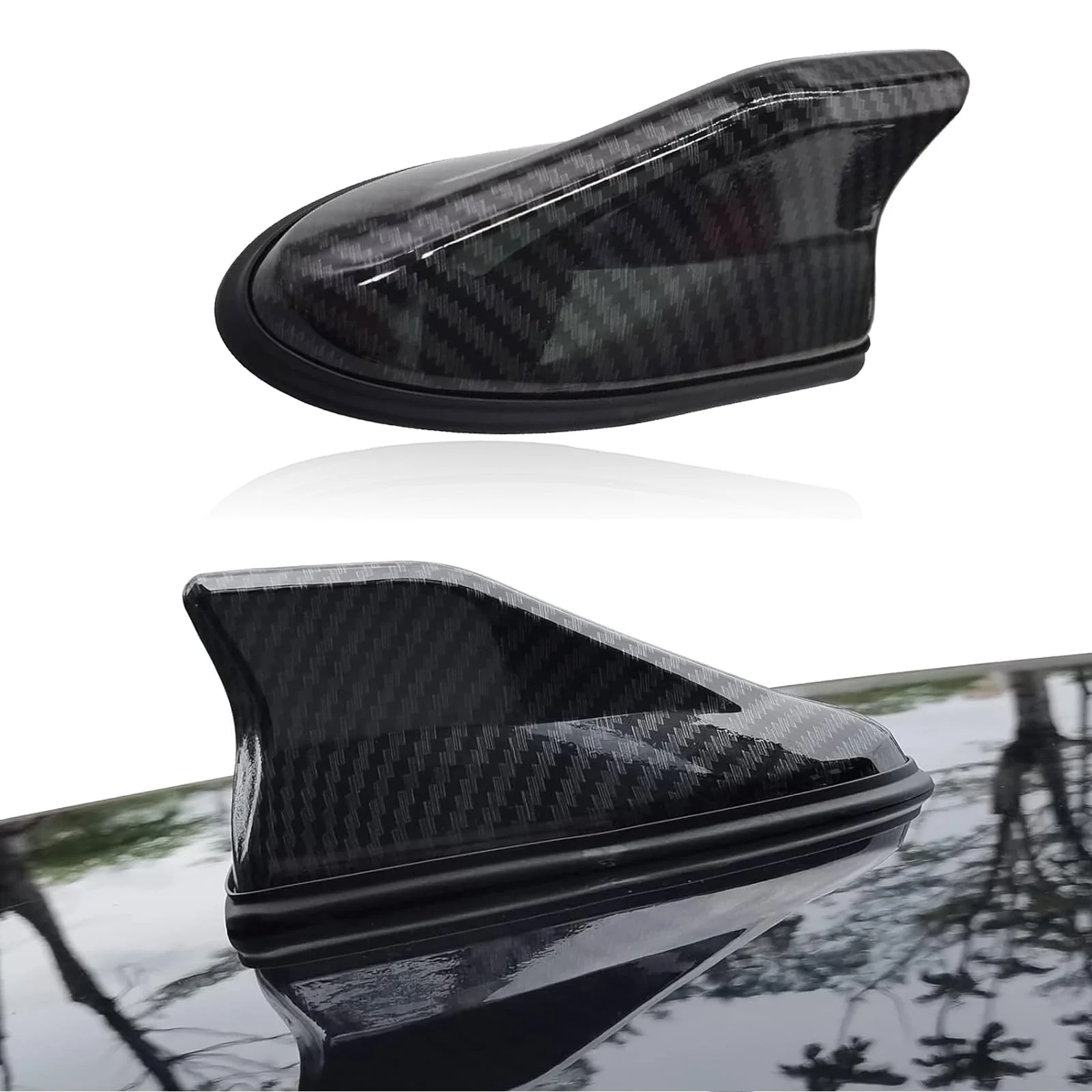 1 PC Car Shark Fin Antenna, AM/FM Radio Signal Base Cover, ABS Signal Receiver, Punching-free Antenna Replacement, Universal for Most Cars, Trucks and Vans (Carbon Fiber Black) 1 PC Carbon Fiber Black