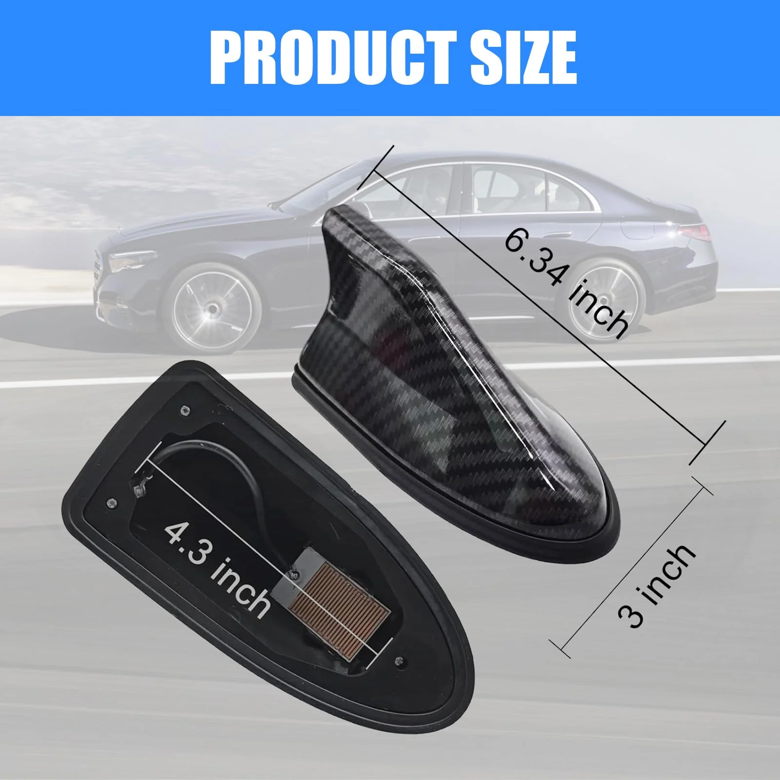 1 PC Car Shark Fin Antenna, AM/FM Radio Signal Base Cover, ABS Signal Receiver, Punching-free Antenna Replacement, Universal for Most Cars, Trucks and Vans (Carbon Fiber Black) 1 PC Carbon Fiber Black - Image 2
