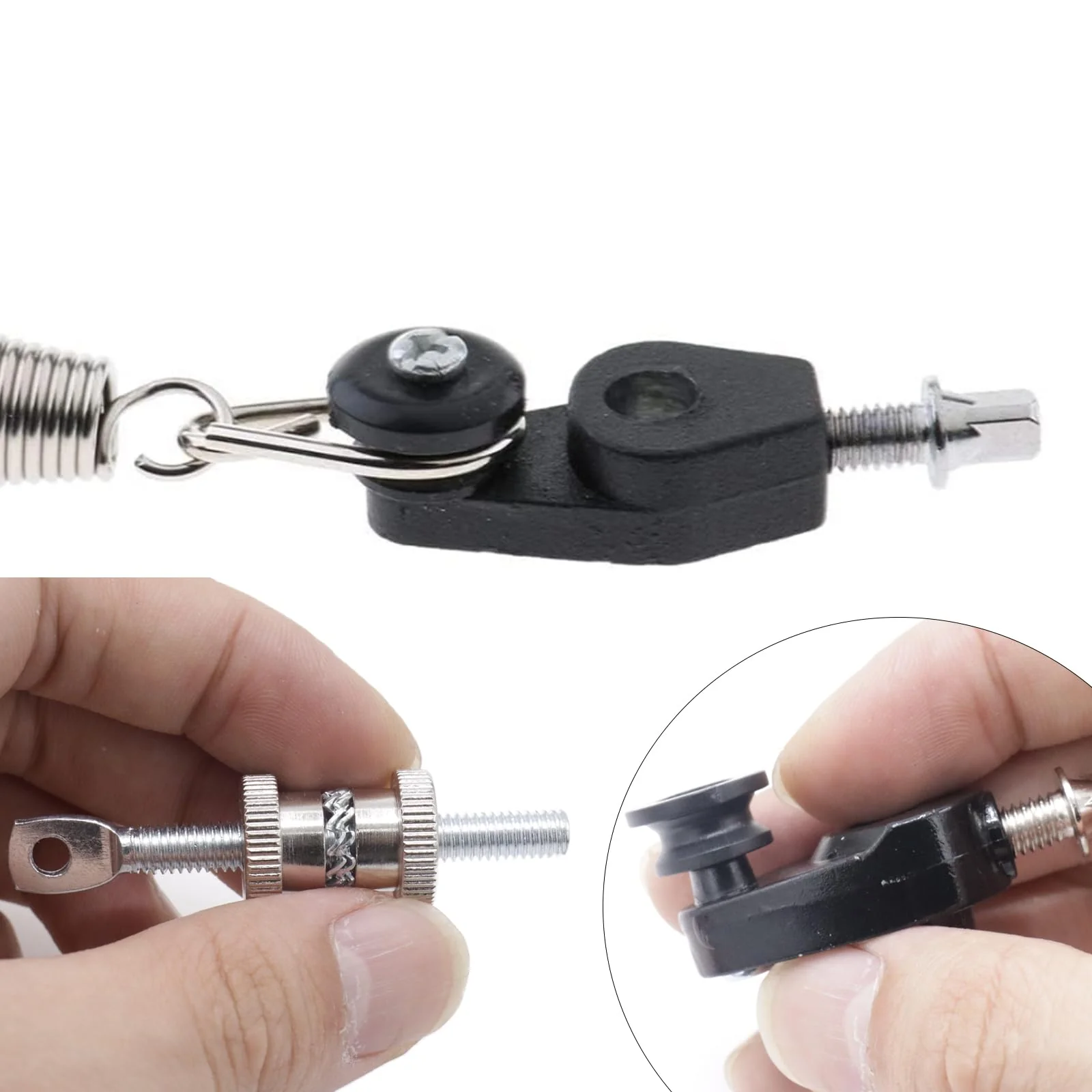 1 Set Bass Drum Foot Pedal Tension Spring Cam Assembly, with Spring Cam Pulley and Hook Tensioner, Replacement Parts for Percussion Instruments silver - Image 4