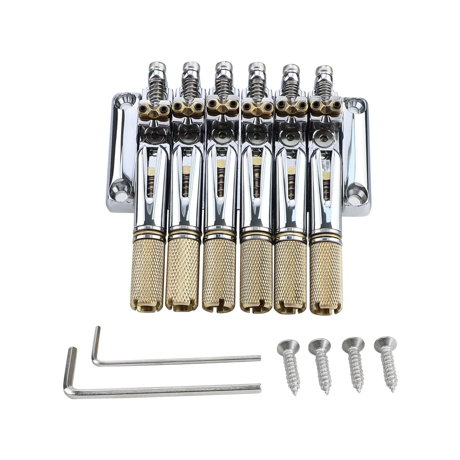 10.5mm Headless Electric Guitar Bridge Chrome Headless Bass Guitar Bridge Brass Saddles Zinc Alloy Plate Electric Guitar Bridge 6 String Headless Guitar Bridge Fixed
