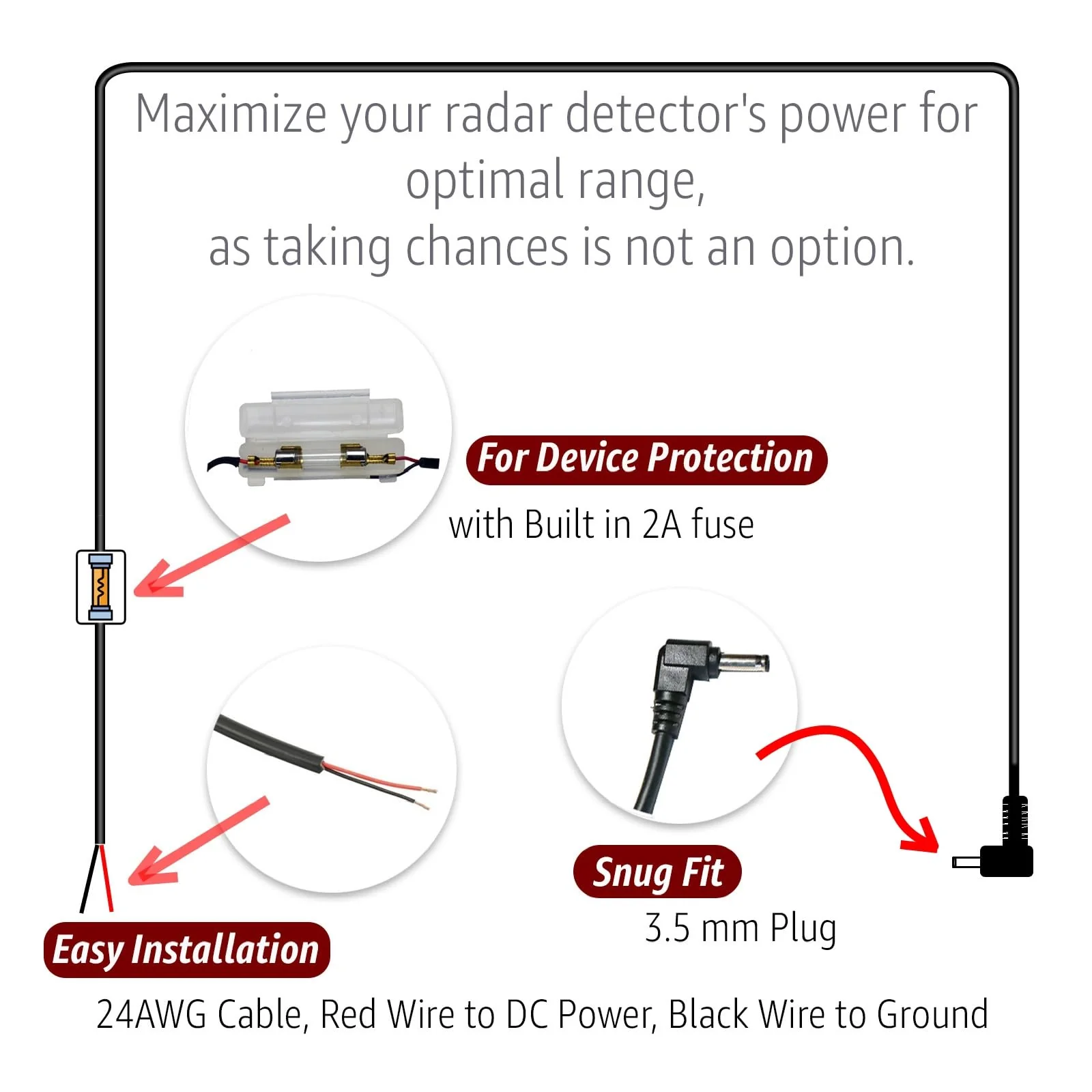 10 Ft Direct HardWire Power Cord Kit for Cobra Radar Laser Detector - Image 3