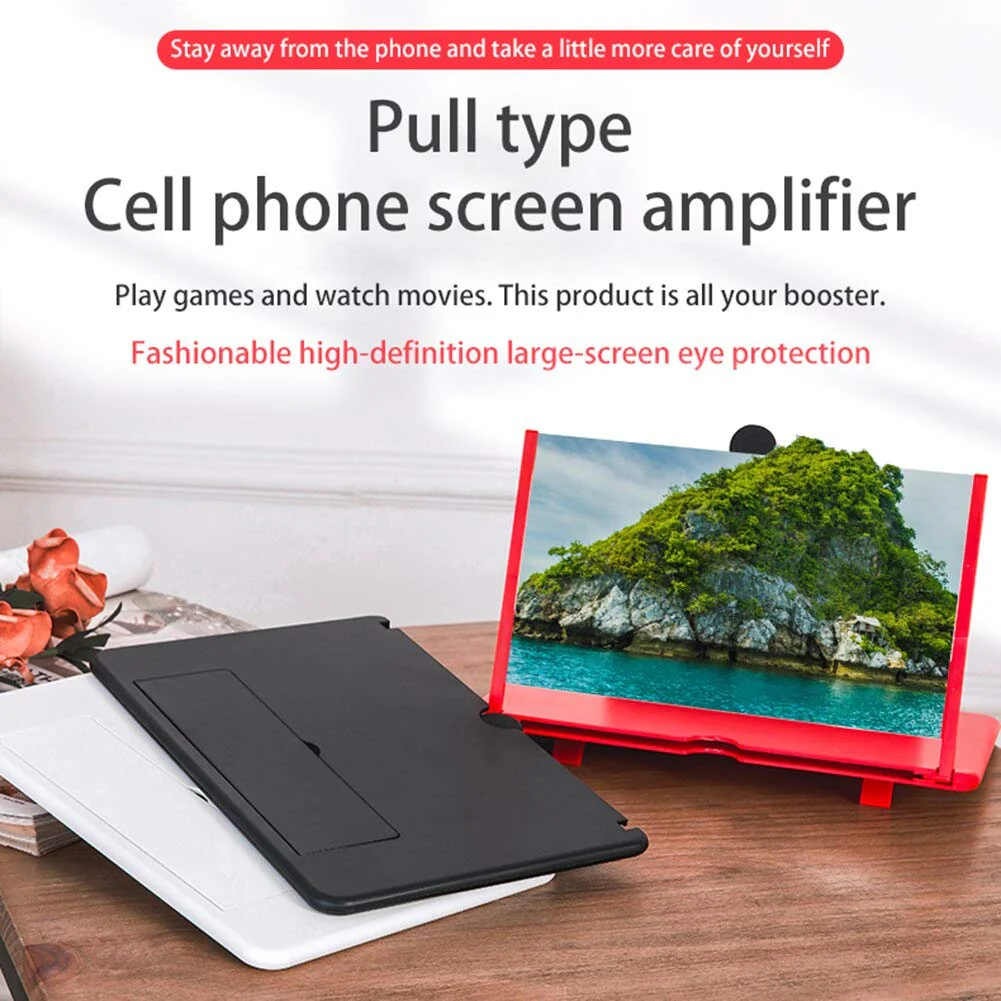 10-Inch Curved Screen Mobile Phone Screen Magnifier High-Definiton Mobile Phone Magnifying Glass Lazy Magnifier Black - Image 4