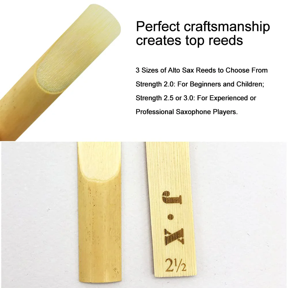 10 Pack Alto Saxophone Reeds 2.0/2.5/3.0, Alto Sax Reeds Strength 3.0 with Storage Box, Traditional Reeds for Alto Saxophone - Image 5