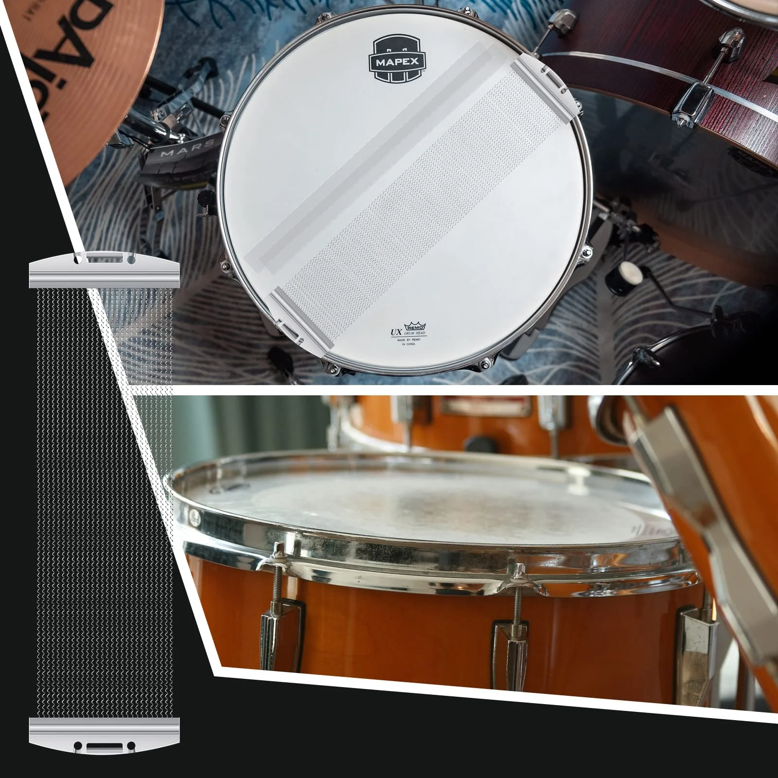 10 Pcs 30 Strand Steel Snare Drum Wire Straps Sets, Including 2 Pcs Snare Wires and 8 Pcs Transparent Snare Wire Straps Snare Drum Accessories for 14 Inch Snare Drums Parts Replace - Image 4