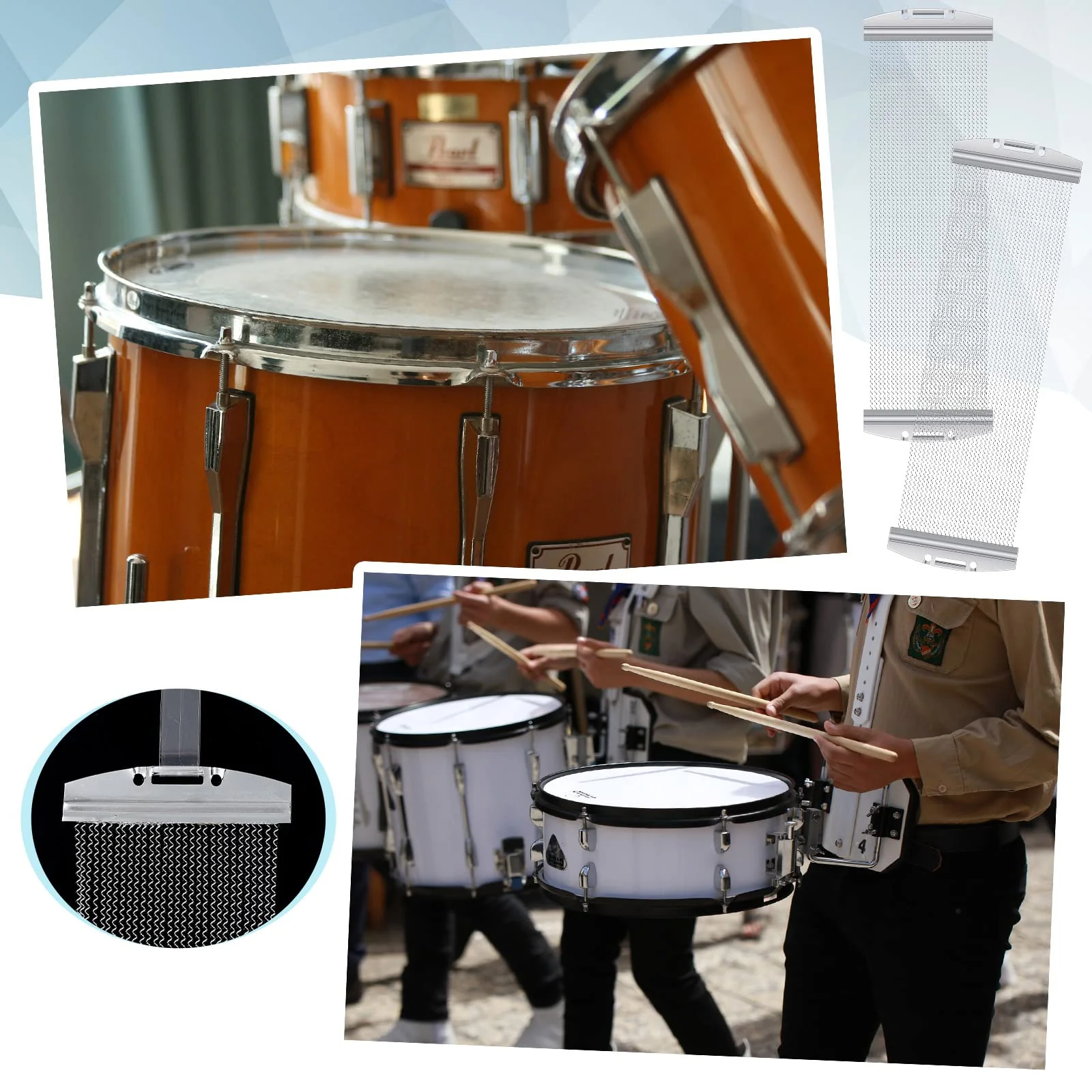 10 Pcs 30 Strand Steel Snare Drum Wire Straps Sets, Including 2 Pcs Snare Wires and 8 Pcs Transparent Snare Wire Straps Snare Drum Accessories for 14 Inch Snare Drums Parts Replace - Image 7