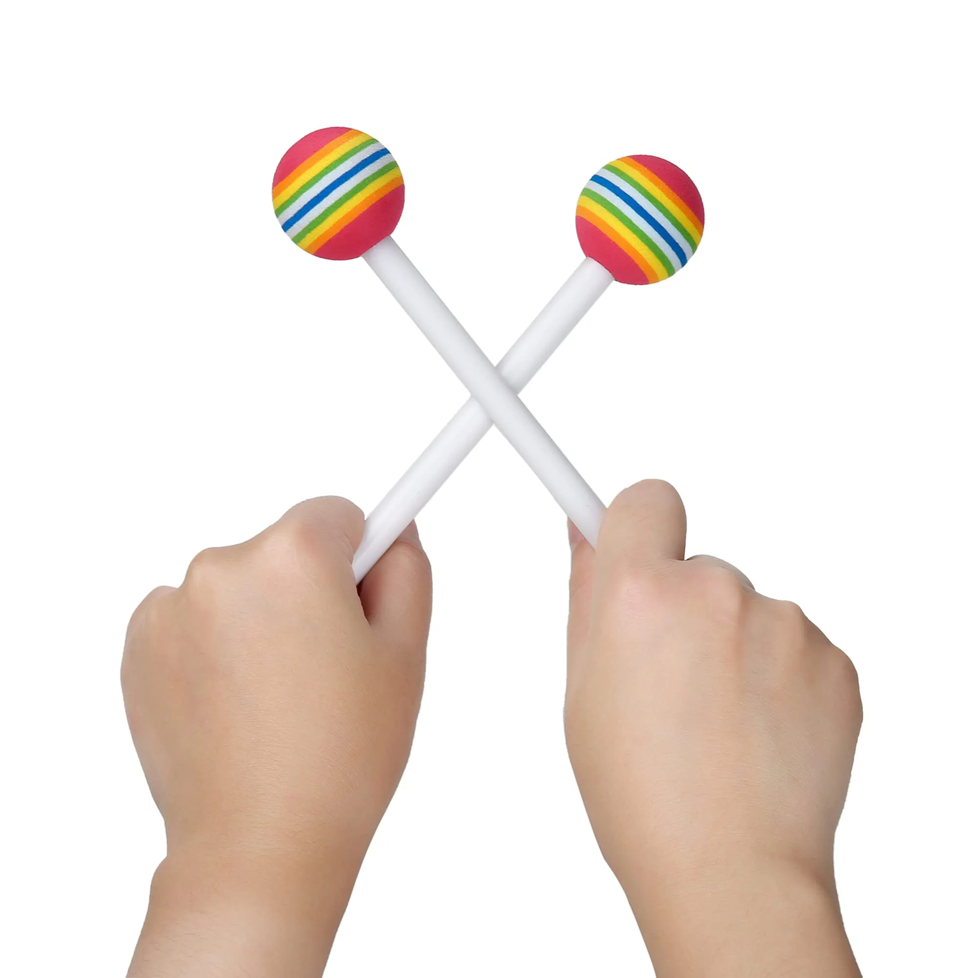 10 Pieces Drum Sticks for Kids, Rainbow Lollipop Drumsticks Soft Foam Head Beat Toy Percussion Mallets - Image 2