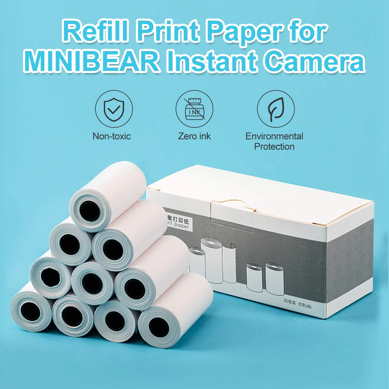 10 Rolls Print Paper for Kids Instant Print Camera Refill Print Paper Works with MINIBEAR VTech Kidizoom Camera,Thermal Paper Fit for Most Kids Instant Camera… - Image 2