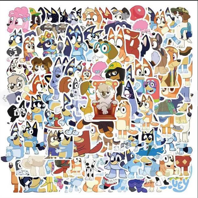 100 Cartoon Stickers Colorful Aesthetic VSCO Vinyl/PVC Waterproof Decals for Water Bottle, Hydroflask, Guitar, Luggage, Phone, Case, Laptop, Skateboard, Gift for Kids, Teens, Boys and Girls (Blue 100) Blue 100 - Image 2