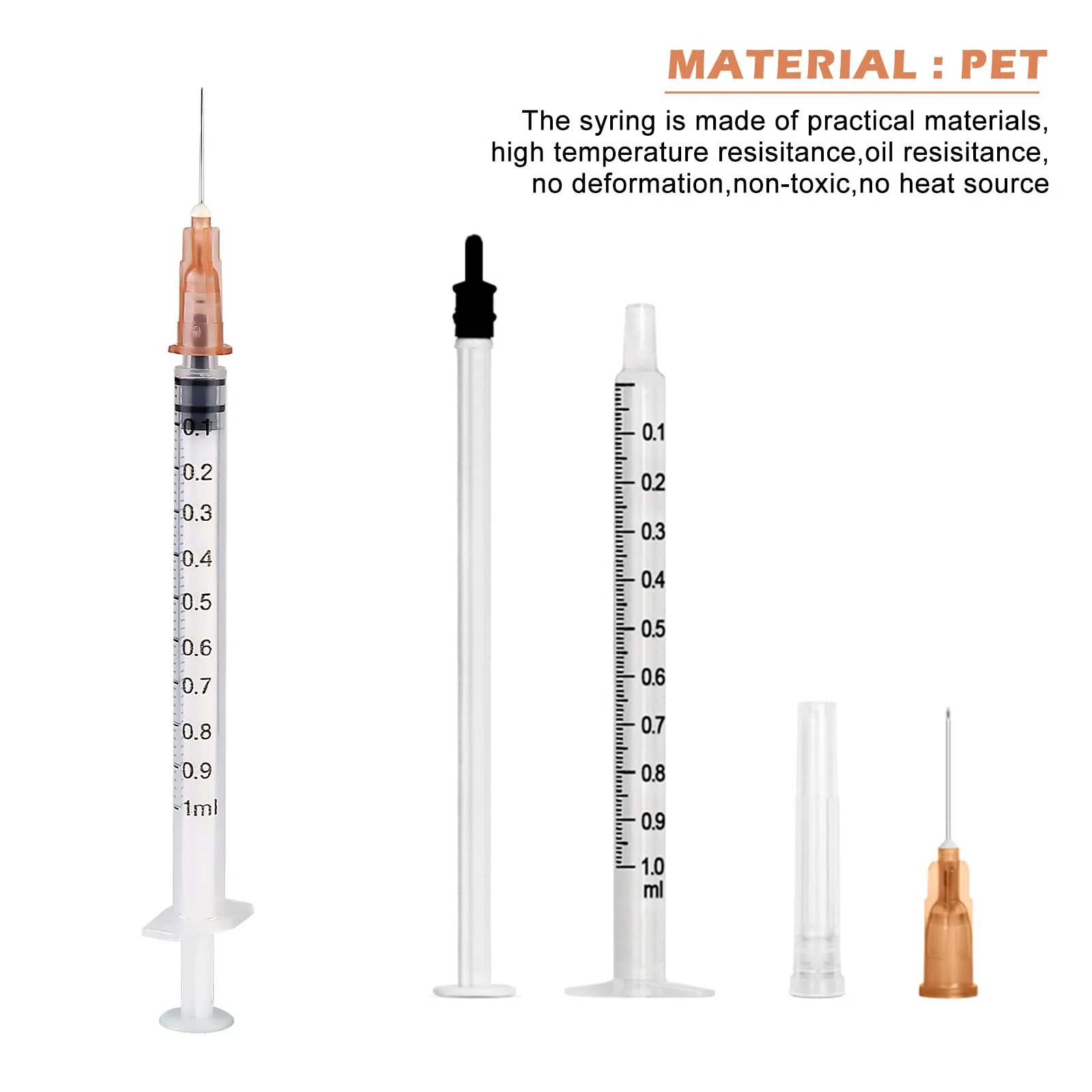 100 Pieces Syringes, Vegena 1 ml Syringe Set, Plastic Tube Syringes with Needle, Disposable Syringes, Small Dosing Syringe, Liquid Syringe, Independent Seal Packaging, Disposable Syringes - Image 3