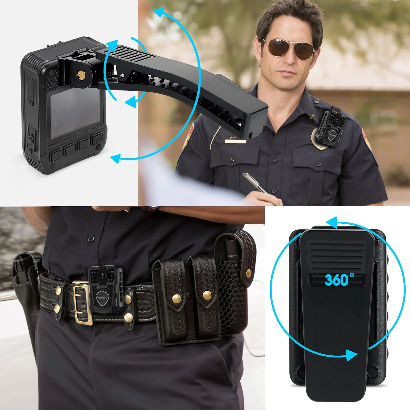 1080P Body Camera, Police Body Cam with 12H Continous Record, 64G SD Card, Shoulder and Waist Clips, Lightweight Personal Body Worn Cameras for Law Enforcement, Security Guards, Cycling Trip - Image 4