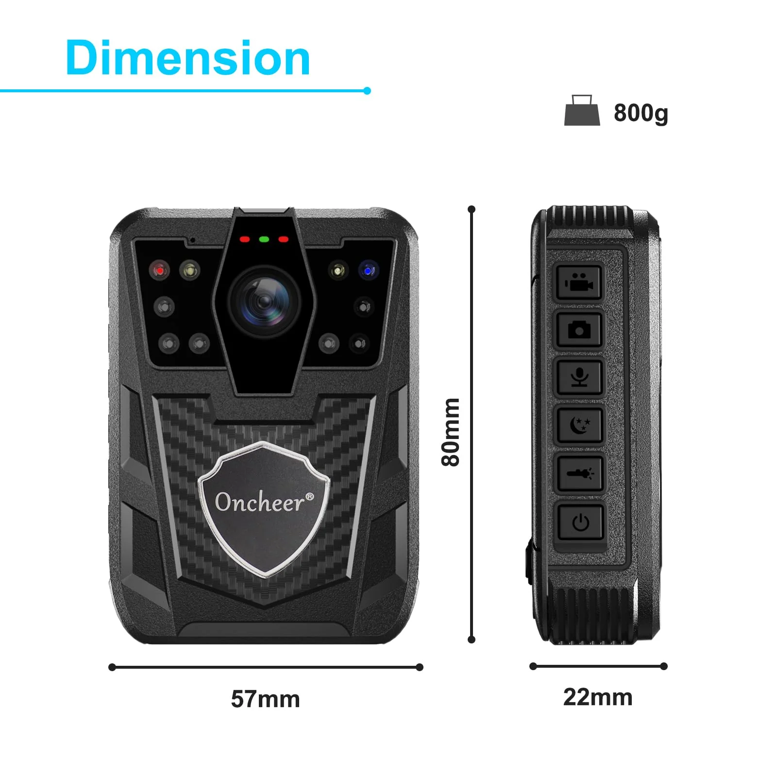1080P Body Camera, Police Body Cam with 12H Continous Record, 64G SD Card, Shoulder and Waist Clips, Lightweight Personal Body Worn Cameras for Law Enforcement, Security Guards, Cycling Trip - Image 5