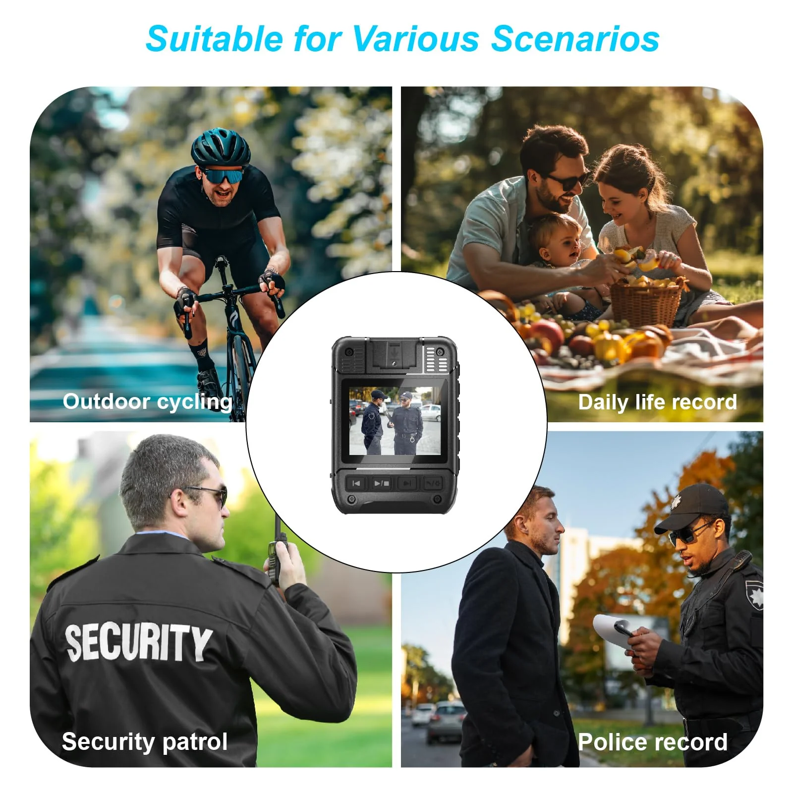 1080P Body Camera, Police Body Cam with 12H Continous Record, 64G SD Card, Shoulder and Waist Clips, Lightweight Personal Body Worn Cameras for Law Enforcement, Security Guards, Cycling Trip - Image 7