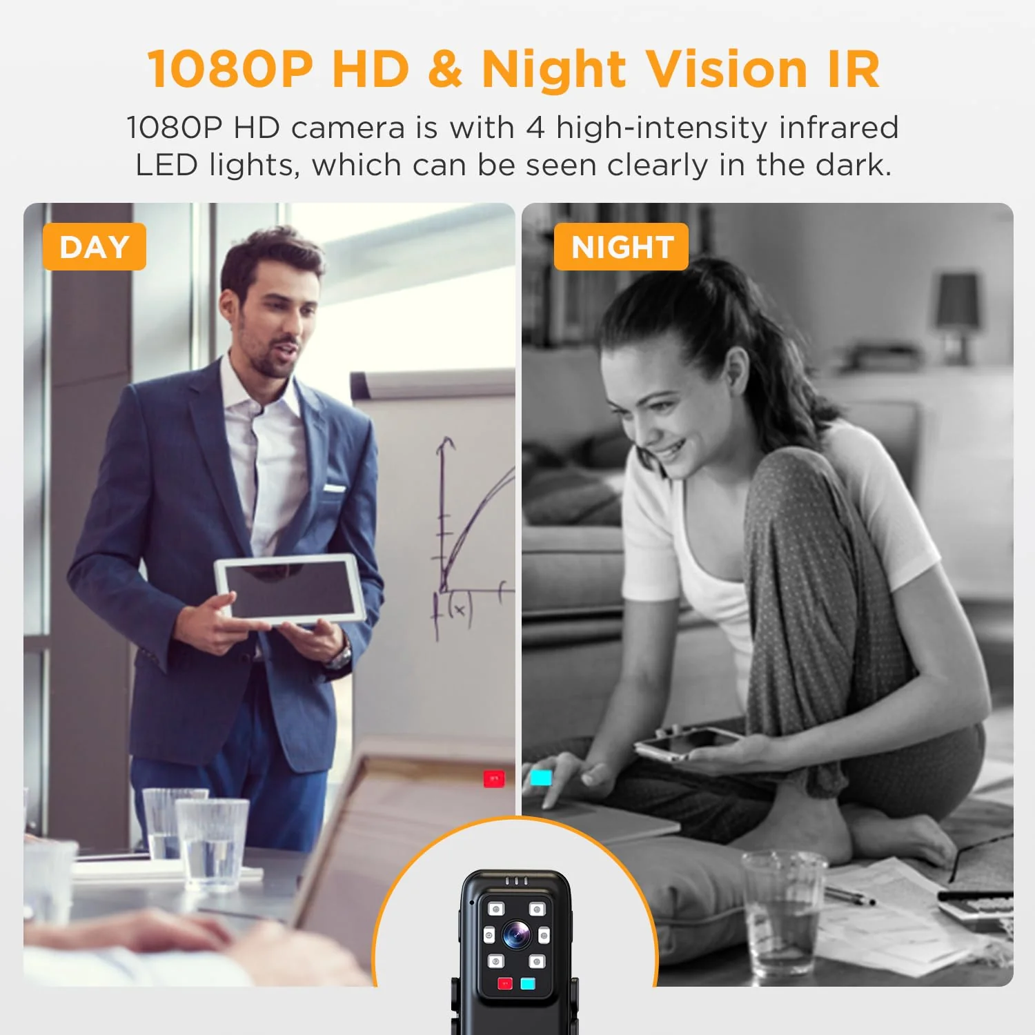 1080P Body Camera with Audio and Video, Mini Body Cameras with Infrared Night Vision, Police Body Cam Pocket Camcorder for Riding,Meeting,Indoor,Outdoor(Included 32g SD Card) - Image 4