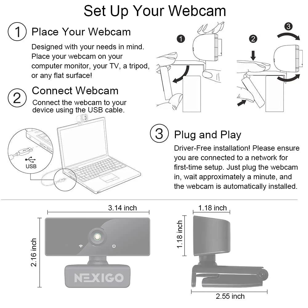 1080P Business Webcam with Software, Dual Microphone & Privacy Cover, NexiGo N660 USB FHD Web Computer Camera, Plug and Play, for Zoom/Skype/Teams/Webex, Laptop MAC PC Desktop - Image 8