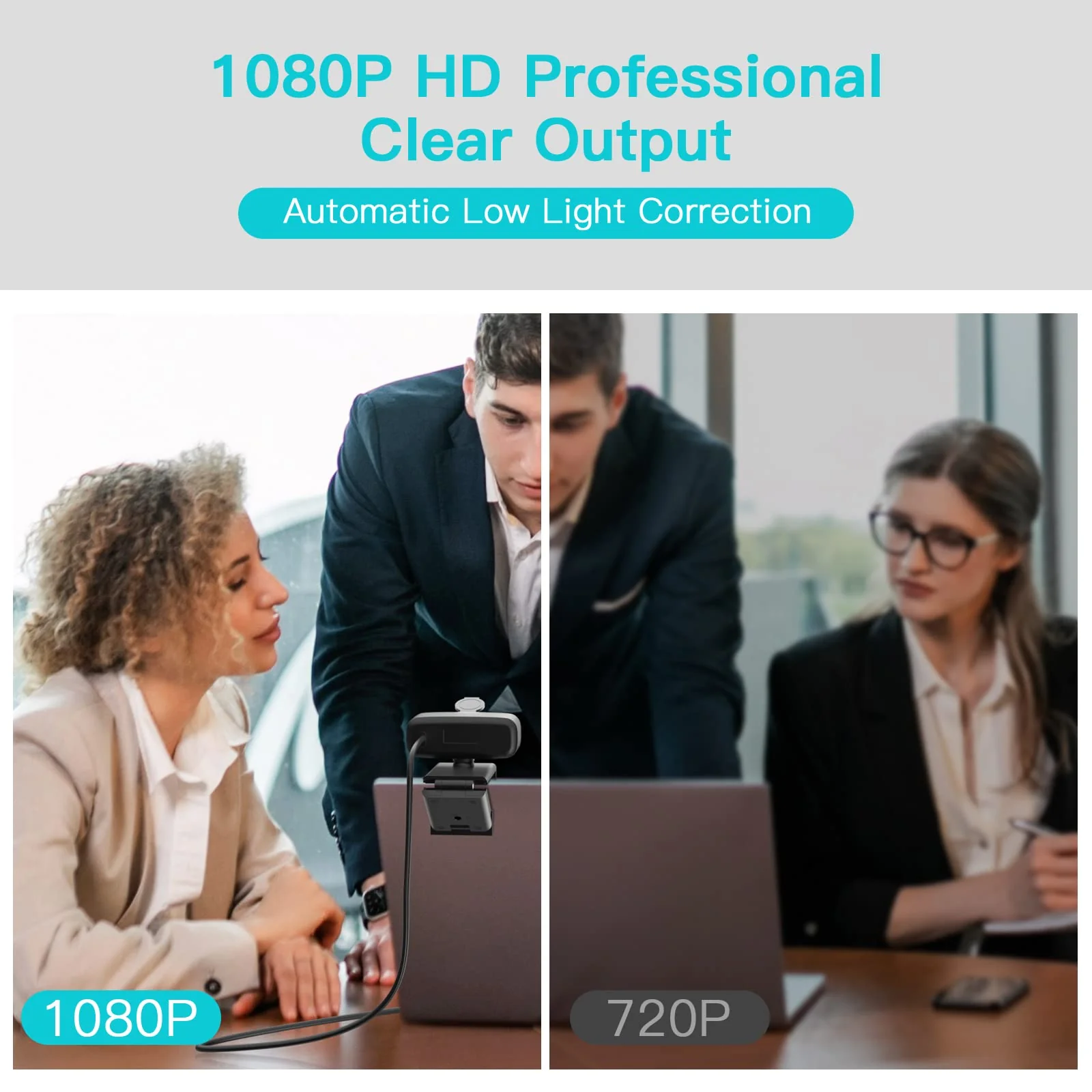 1080P HD Webcam with Microphone for Desktop, USB Computer Camera with Web Cam Cover&Web Camera Stand, 110-degree Wide Angle Streaming Webcam for PC Zoom/Video Calling/Gaming/Laptop/Conferencing Black - Image 4