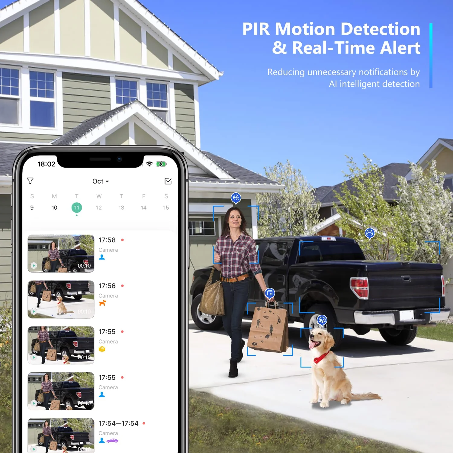1080P Security WiFi Cameras for Home Security, Wireless Outdoor with Motion Detection, Spotlight/Siren Alarm, Color Night Vision, 2-Way Talk, Waterproof SD/Cloud Storage Battery Powered White - Image 5