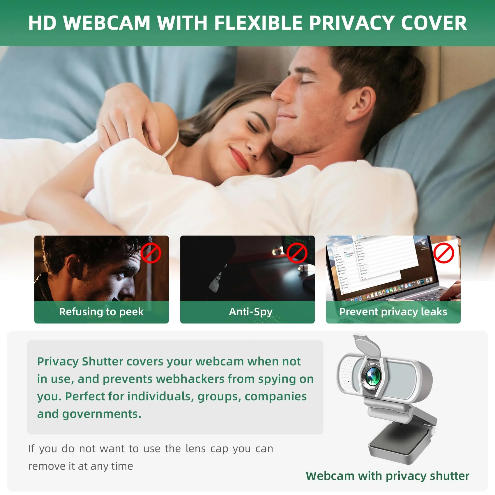 1080P Webcam with Mic, Pro Streaming Web Camera with Privacy Cover and Stand, Widescreen USB Computer Camera for PC Mac Laptop Desktop, USB C to USB Adapter Included White(New Upgraded) White Webcam with USB-C Adapter - Image 3