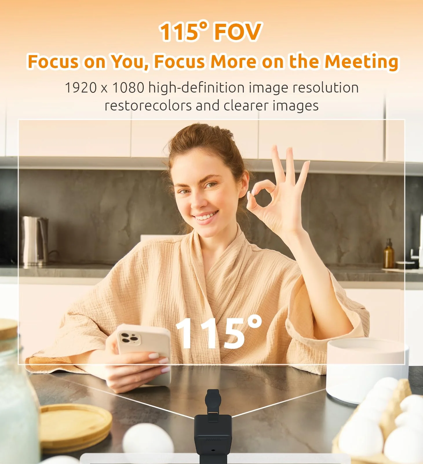 1080P Webcam with Microphone,Clear Stereo Audio, Auto-Light Balance Streaming Webcam, 115°View Computer Camera,Plug and Play USB Webcam for Skype, Zoom, FaceTime, Hangouts, PC/Laptop/Macbook/Tablet - Image 3