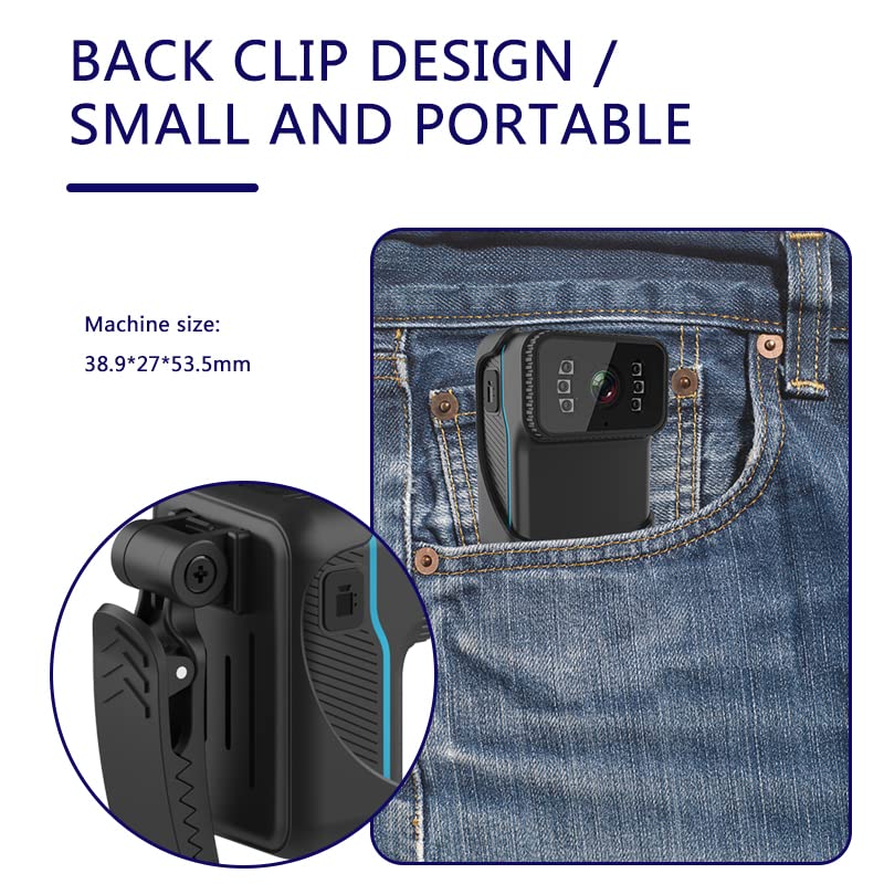 1080P WiFi Body Worn Camera with Audio and Video Recording, Waterproof Wearable Body Cam with Night Vision, Mini Body Camcorder Video Recorder for Law Enforcement/Security Guard,64G Card Included - Image 2