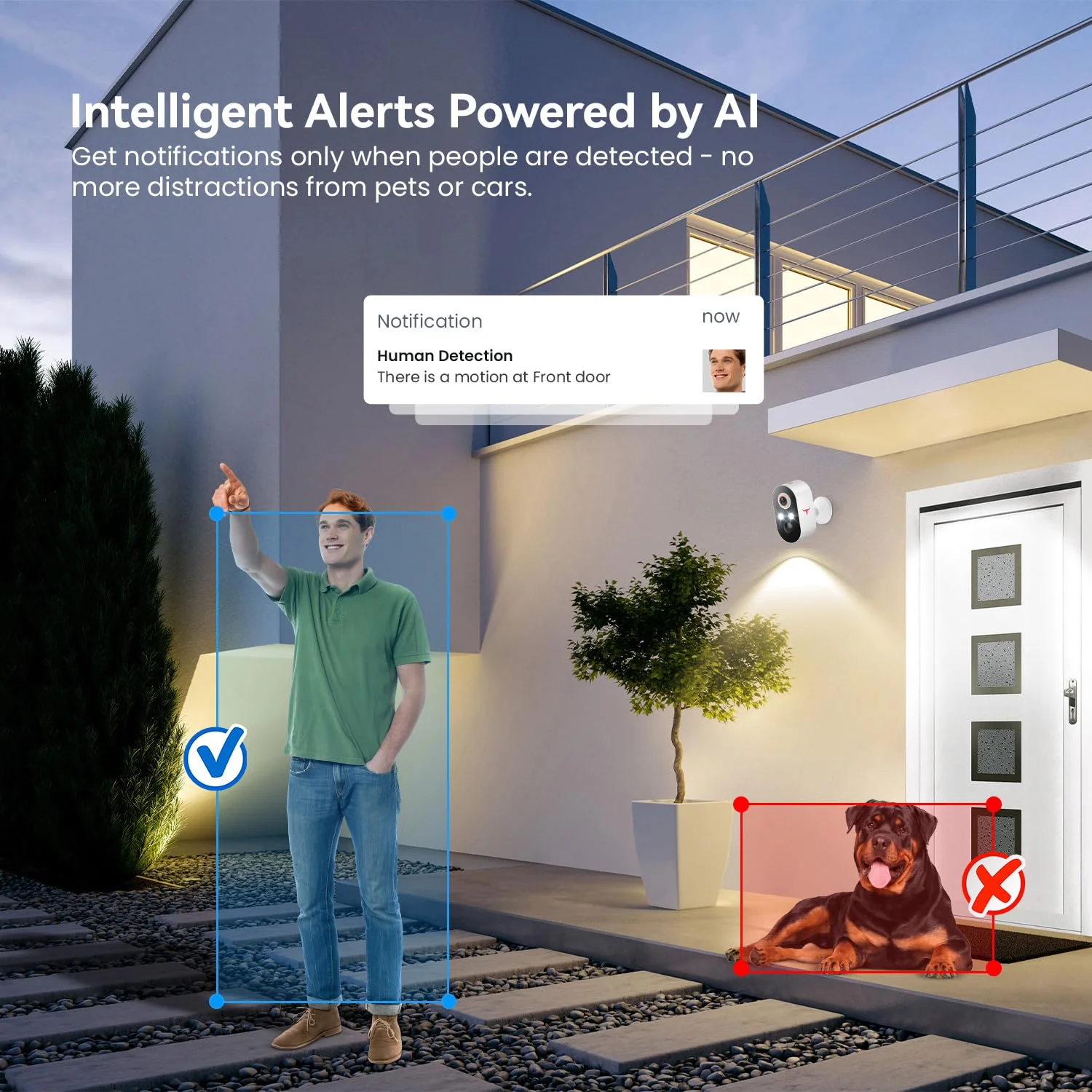 1080p Wireless Security Camera, 2.4GHz Wi-Fi, Color Night Vision, AI Human Detection, PIR Motion Detection, 2-Way Talk, Outdoor Surveillance Bullet Cam (2 Pack) 2 pack - Image 3