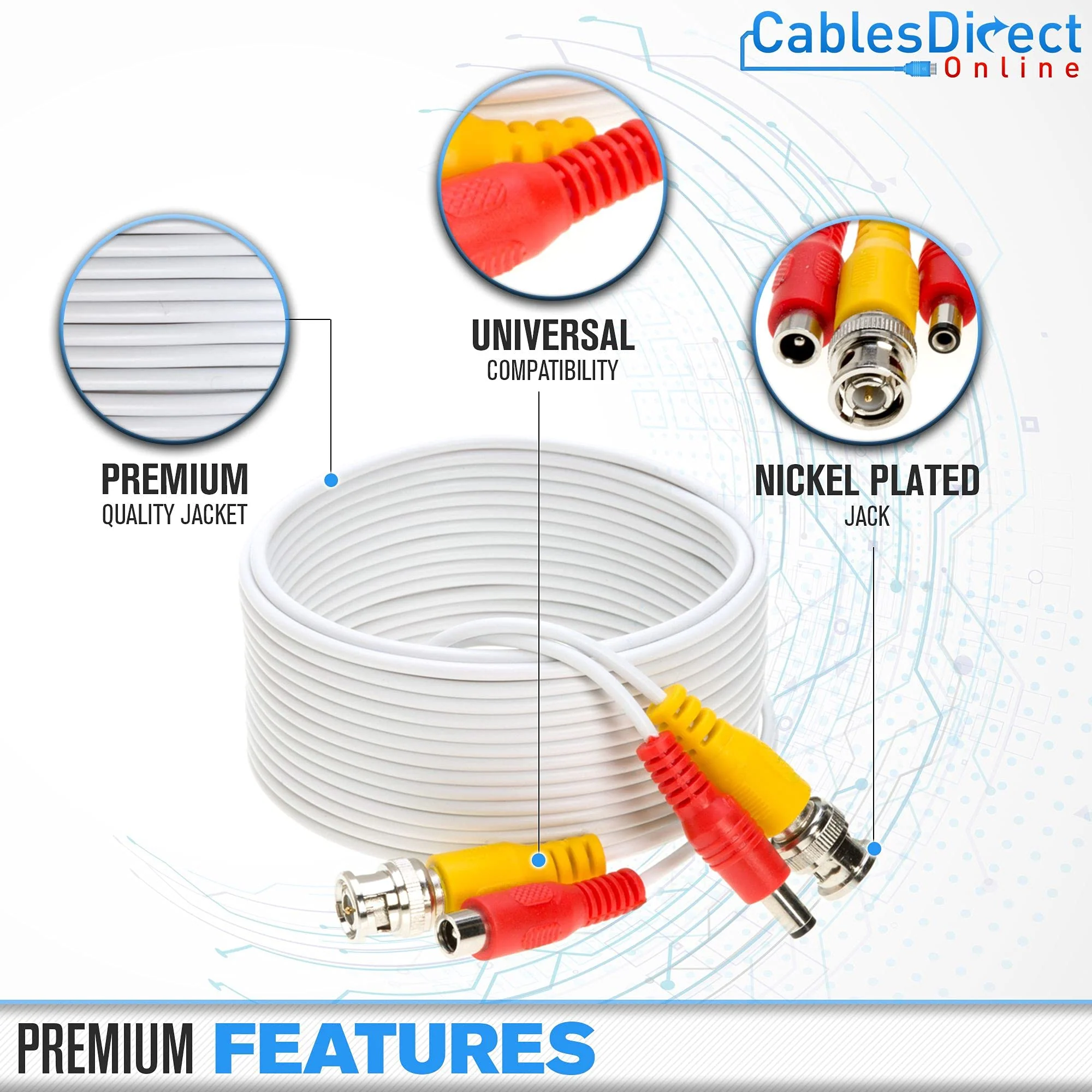10FT Black Premade BNC Video Power Cable Extension Wire for CCTV, Security Camera, DVR, Surveillance System, All in One Plug & Play Cord 10ft - Image 2