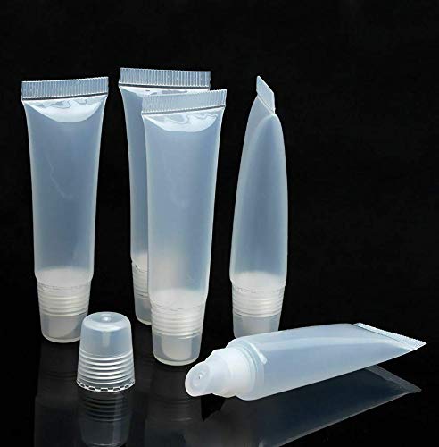 10Pcs 8ml Mini Refillable Empty Tubes Lip Gloss Balm Clear Cosmetic Containers Soft Tubes with 3pcs Free 5ml Plastic Syringes - Image 2