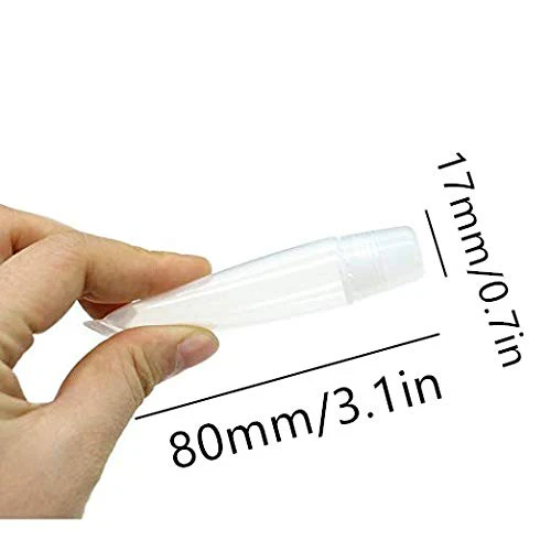 10Pcs 8ml Mini Refillable Empty Tubes Lip Gloss Balm Clear Cosmetic Containers Soft Tubes with 3pcs Free 5ml Plastic Syringes - Image 3
