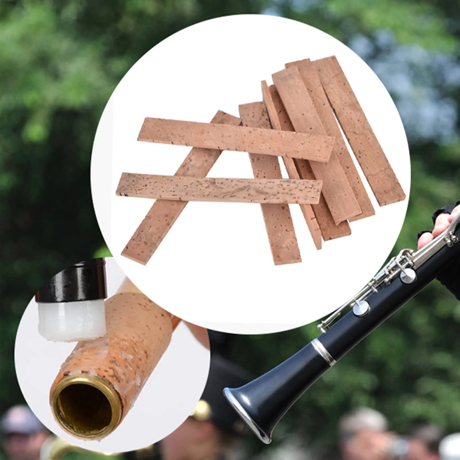 10Pcs Clarinet Neck Joint Cork, Clarinet Instrument Sheet Accessories Replacement Natural Key Strips Ligature Mouthpiece Pad Maintenance Kit Part Flute Saxophone Woodwind Repair Oboe Flute - Image 2