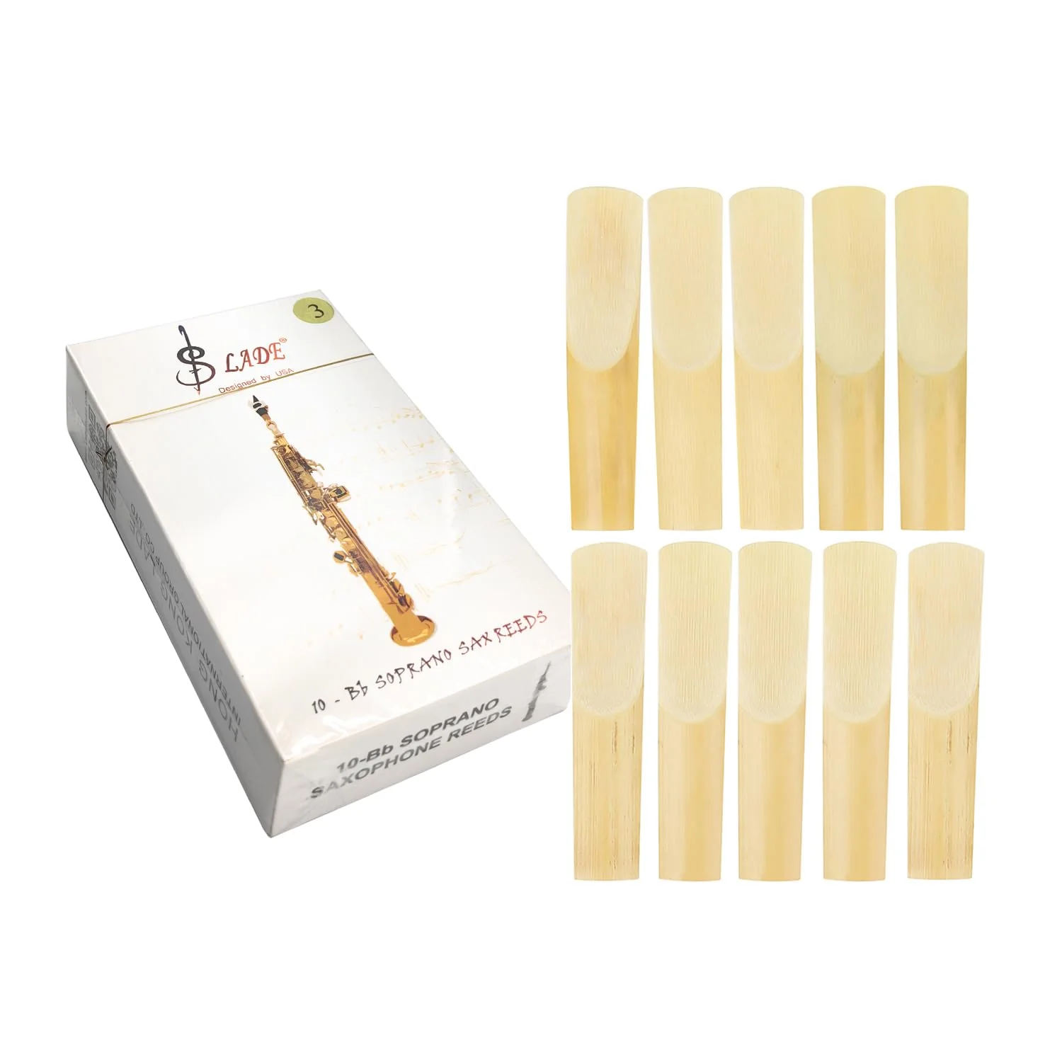 10PCS Soprano Saxophone Reeds for Soprano Sax Strength 3 Strength 3.0