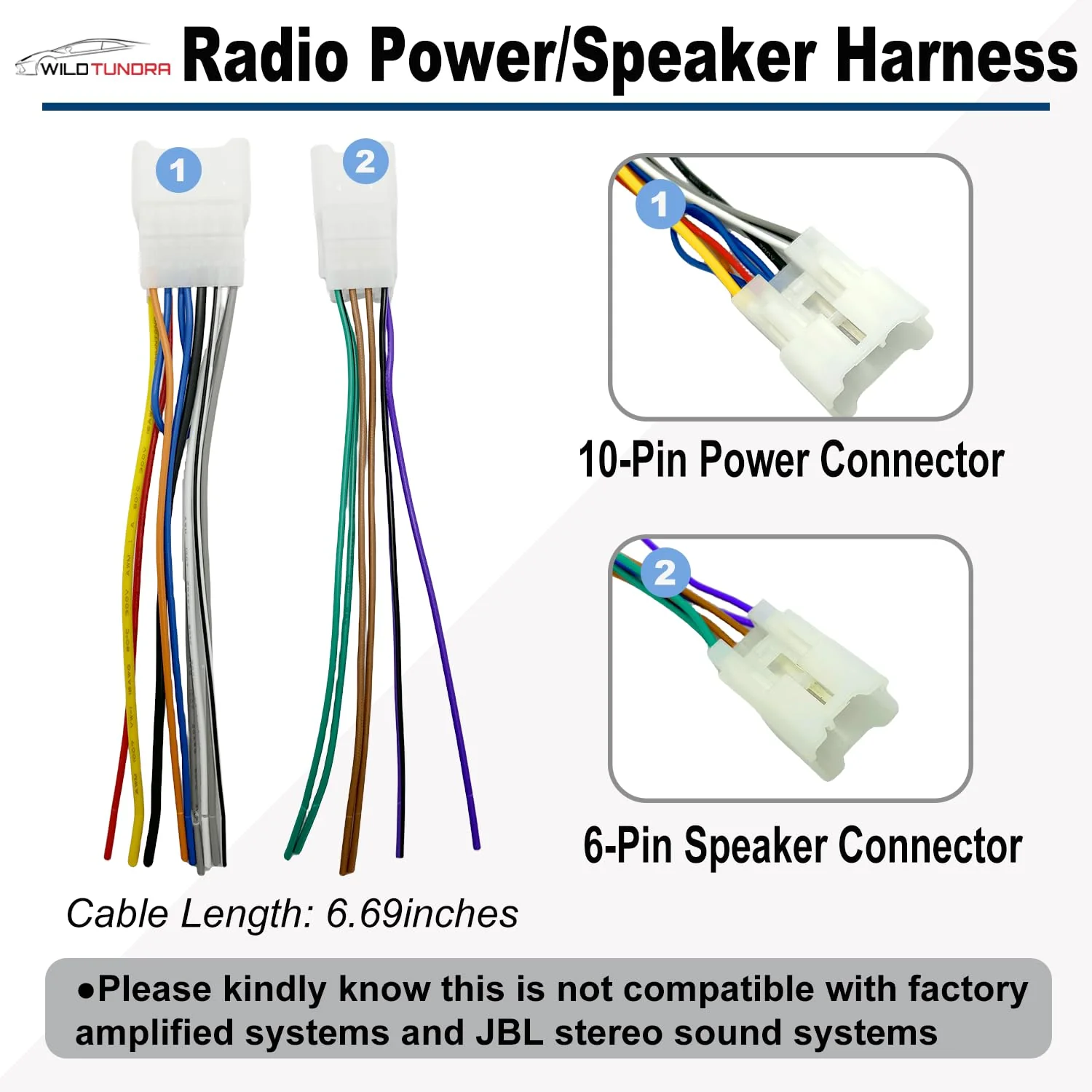 10Pin&6Pin Radio Wiring Harness with Antenna Kit compatible with Toyota Camry Corolla RAV4 4Runner Highlander Prius Aftermarket Radio Stereo Wire Harness Adapter Car Stereo Power Speaker Wire Harness Toyota, 2 Connectors with Antenna - Image 2