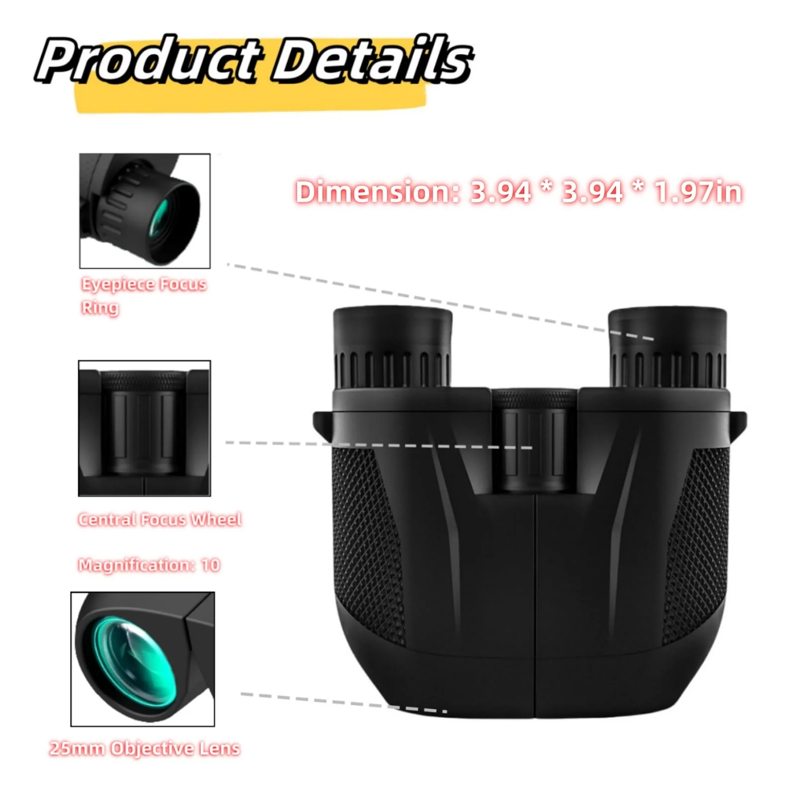 10x25 Binoculars for Kids, Compact Waterproof Bird Watching Binoculars for Adults with Low Light Vision, Binoculars with Easy Focus for Hiking, Traveling and Hunting, High Resolution - Image 2