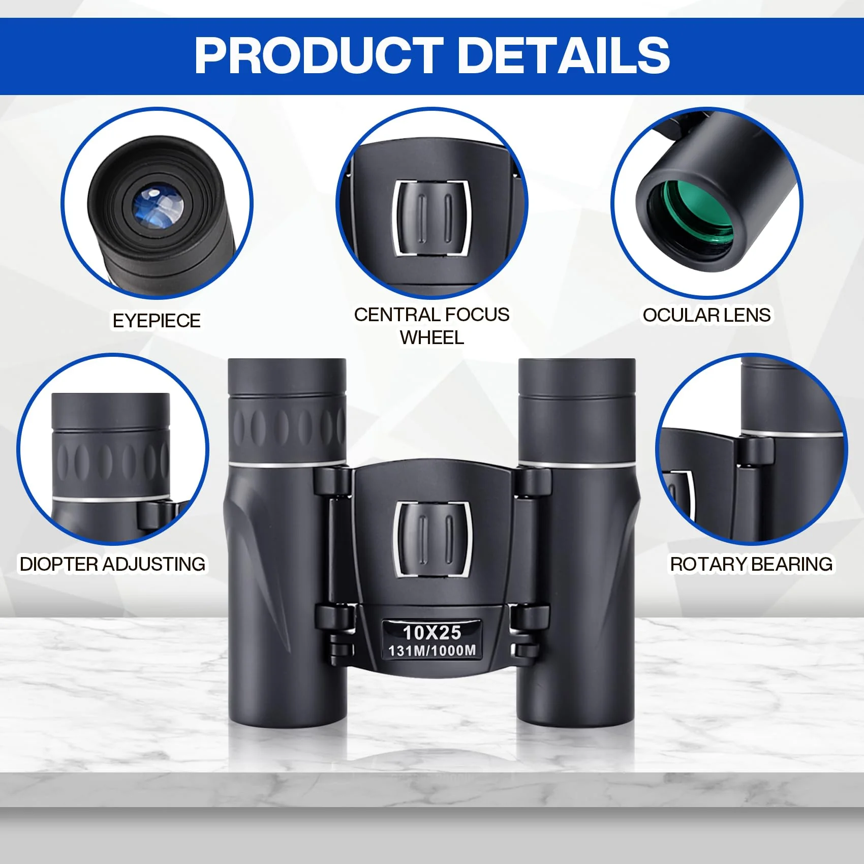 10x25 Compact Binoculars for Adults Kids, Binoculars for Concerts and Bird Watching Cruise Ship Essentials Hunting, Waterproof Binoculars with Low Light Night Vision - Image 2
