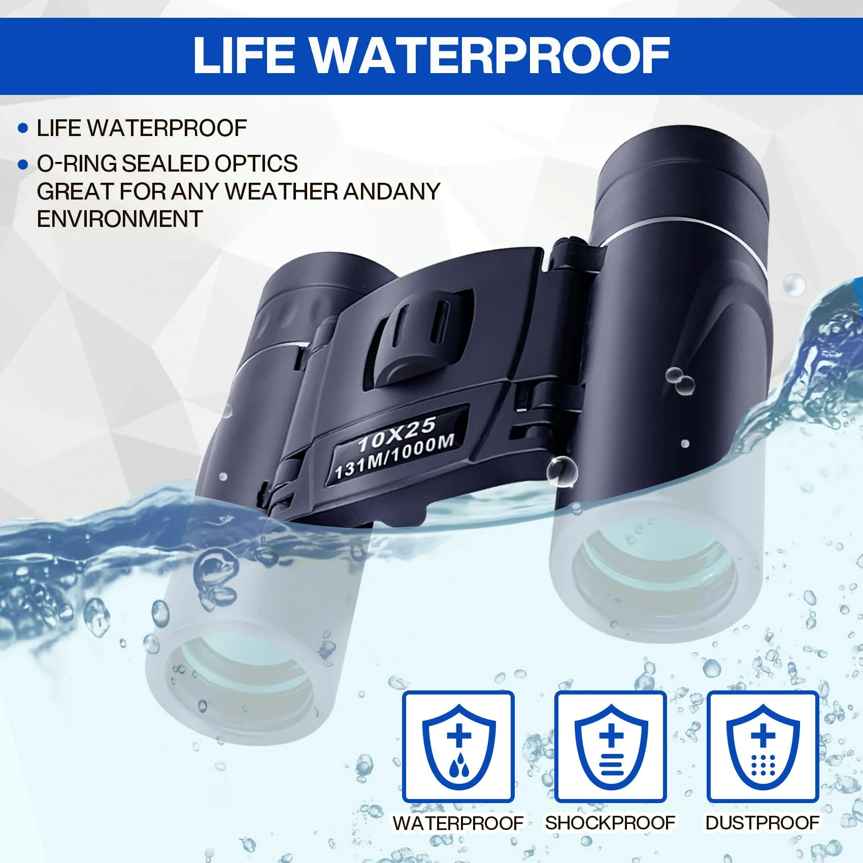 10x25 Compact Binoculars for Adults Kids, Binoculars for Concerts and Bird Watching Cruise Ship Essentials Hunting, Waterproof Binoculars with Low Light Night Vision - Image 3