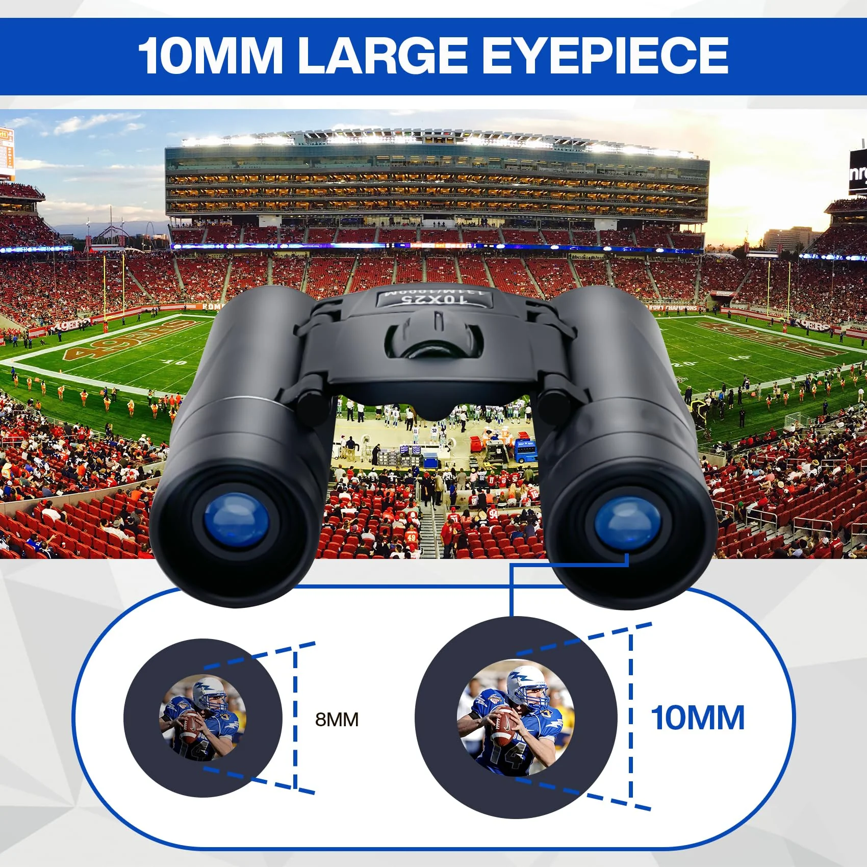 10x25 Compact Binoculars for Adults Kids, Binoculars for Concerts and Bird Watching Cruise Ship Essentials Hunting, Waterproof Binoculars with Low Light Night Vision - Image 4