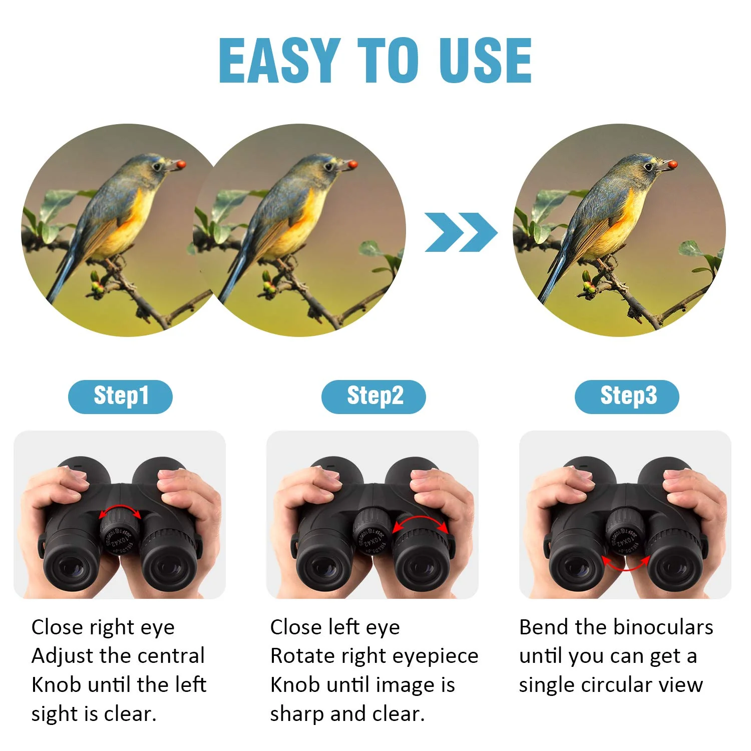 10x42 Binoculars for Adults - Professional HD Roof BAK4 Prism Lens Binoculars for Bird Watching, Hunting, Travel, Sports, Opera, Concert, with Carrying Bag (1.0 lbs) New Model - Image 5