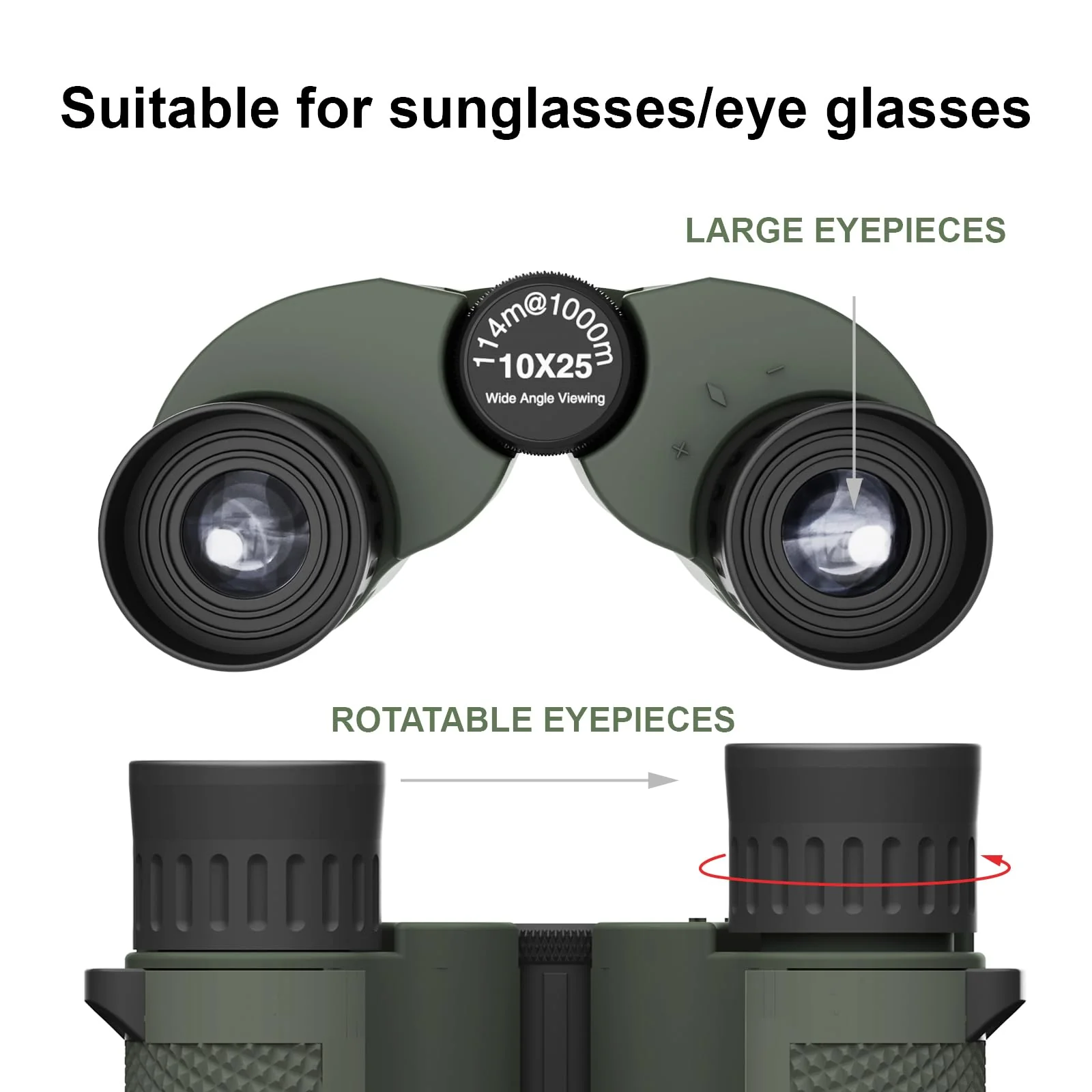 12*25 Binoculars for Adults and Kids，Compact Fogproof & BAK-4 Prism FMC Lens,Provide 114m/1000m Angular Field of View，with Carrying bag and Strap,Suitable for Hunting,Birdwatching，Travel and Theatre - Image 2