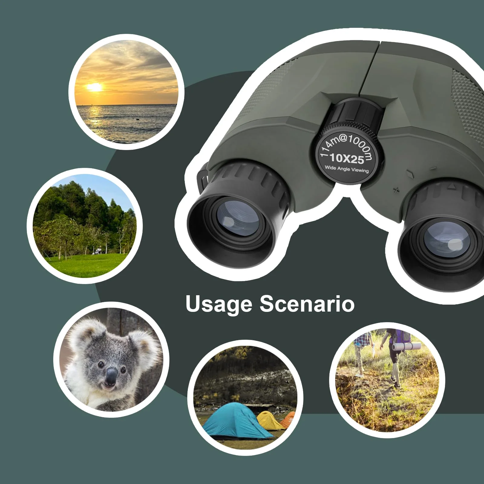 12*25 Binoculars for Adults and Kids，Compact Fogproof & BAK-4 Prism FMC Lens,Provide 114m/1000m Angular Field of View，with Carrying bag and Strap,Suitable for Hunting,Birdwatching，Travel and Theatre - Image 7