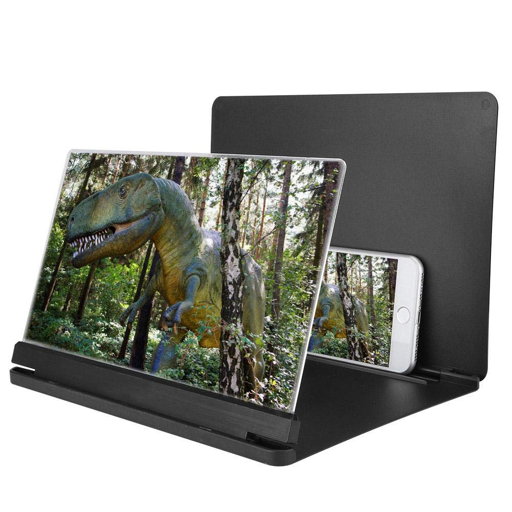 12 inch Cell Phone Screen Magnifier Enlarger, 2-4 Times 3D HD Mobile Phone Screen Magnifier for Smartphone Video Movie Amplifier for Home Travel Camping