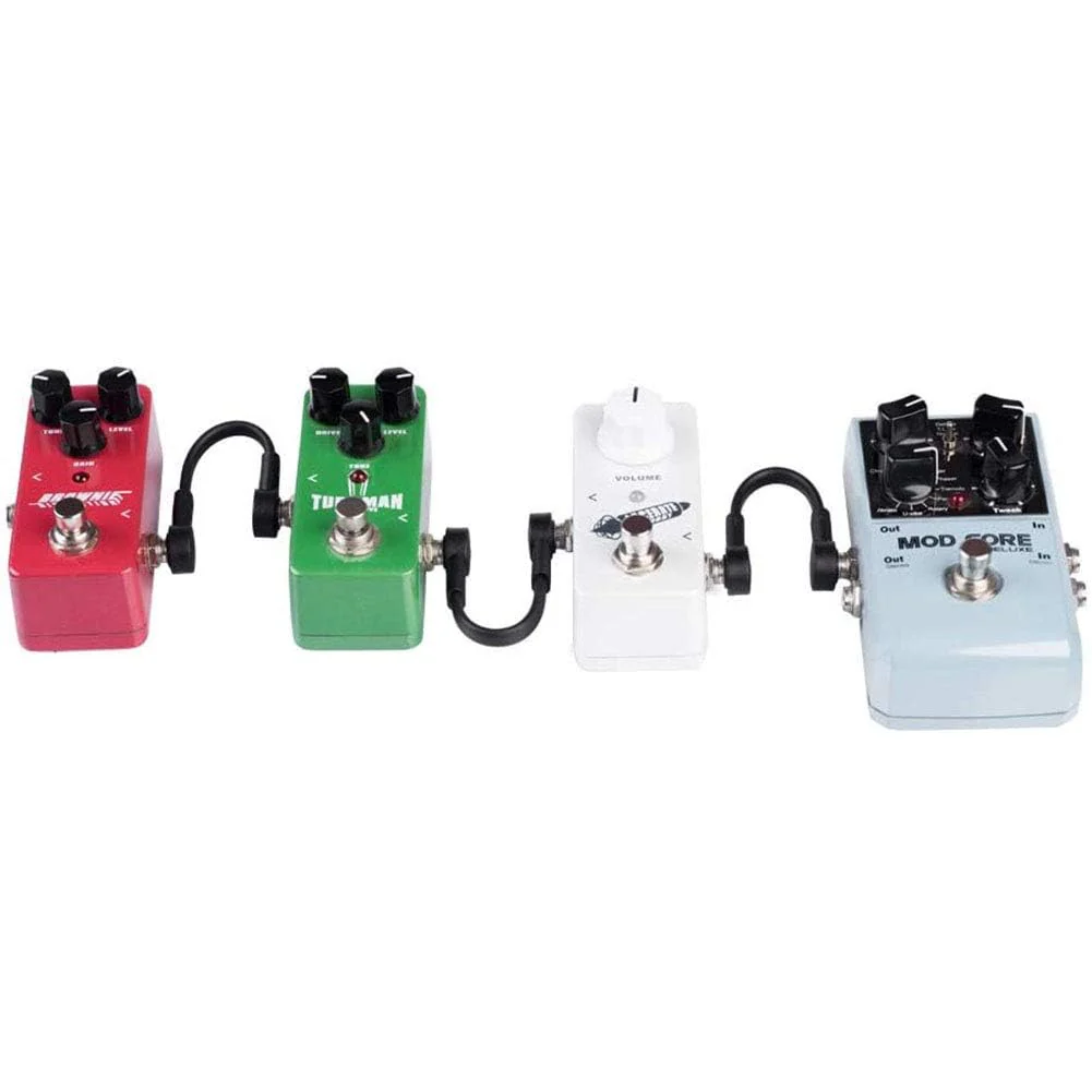 12 Inch Guitar Patch Cables 6 Pack, 1/4" TS Right Angle Effect Pedal Flat Cables, Black 12 Inch Black-12 in-6 Pack - Image 5