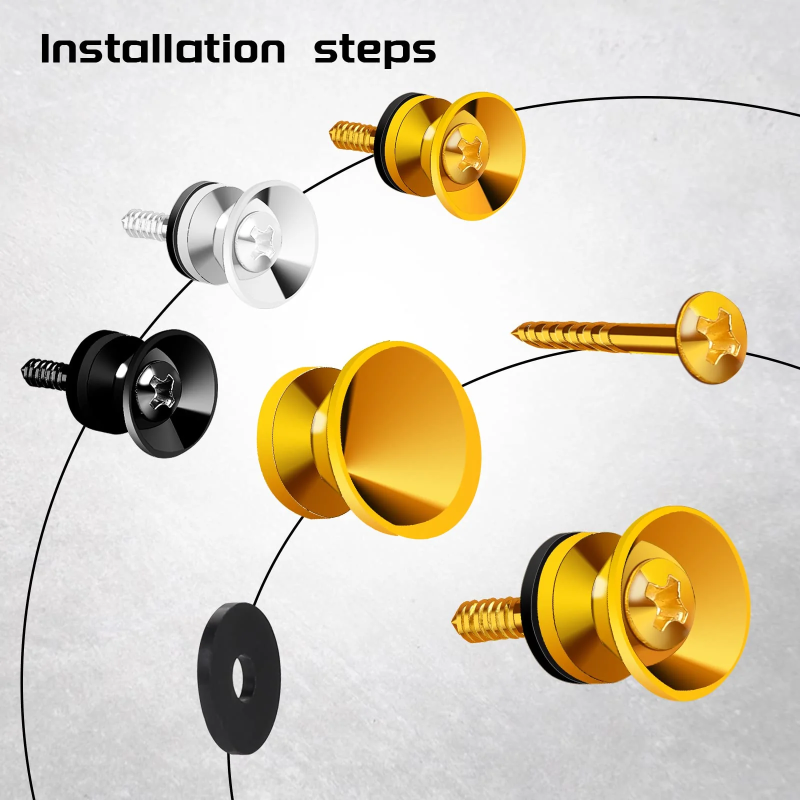 12 Pcs Guitar Strap Button Lock Pins,Strong Metal Guitar Strap End Pins with Screws and Rubber Blocks Anti-slipping Guitar Strap Lock Parts Accessories for Acoustic Guitar Electric Guitar Bass Ukulele - Image 3