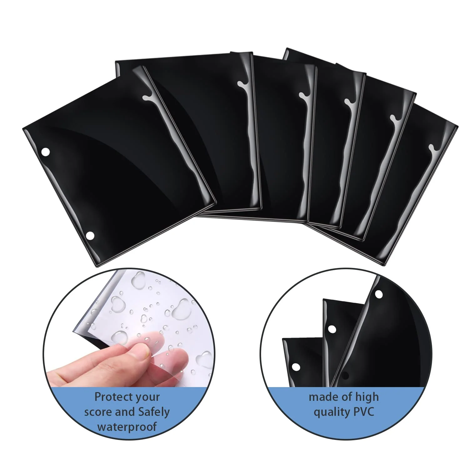 12 Pieces Black Flip Folio Marching Band Music Files Holder Flip Folder Pages Sheet 7.3 x 6.3 Inches PVC Waterproof Window Pages Musical Flip Folder with 2 Holes for Music Files 12 - Image 4