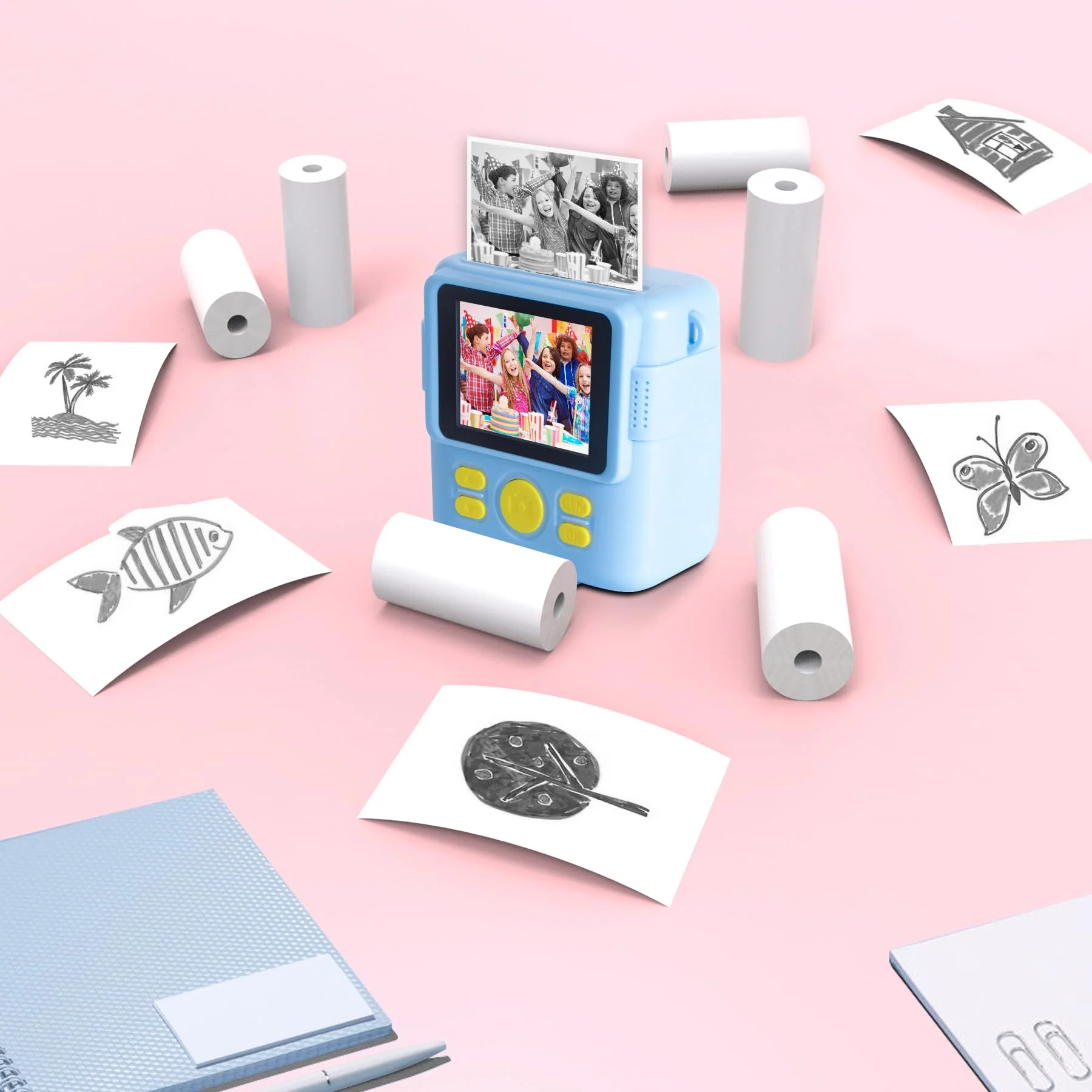 12 Rolls Instant Print Camera for Kids Refill Print Paper - Hikkon Thermal Print Paper Rolls Photo Print HD Printing for Most Kids Instant Camera (White) White - Image 5